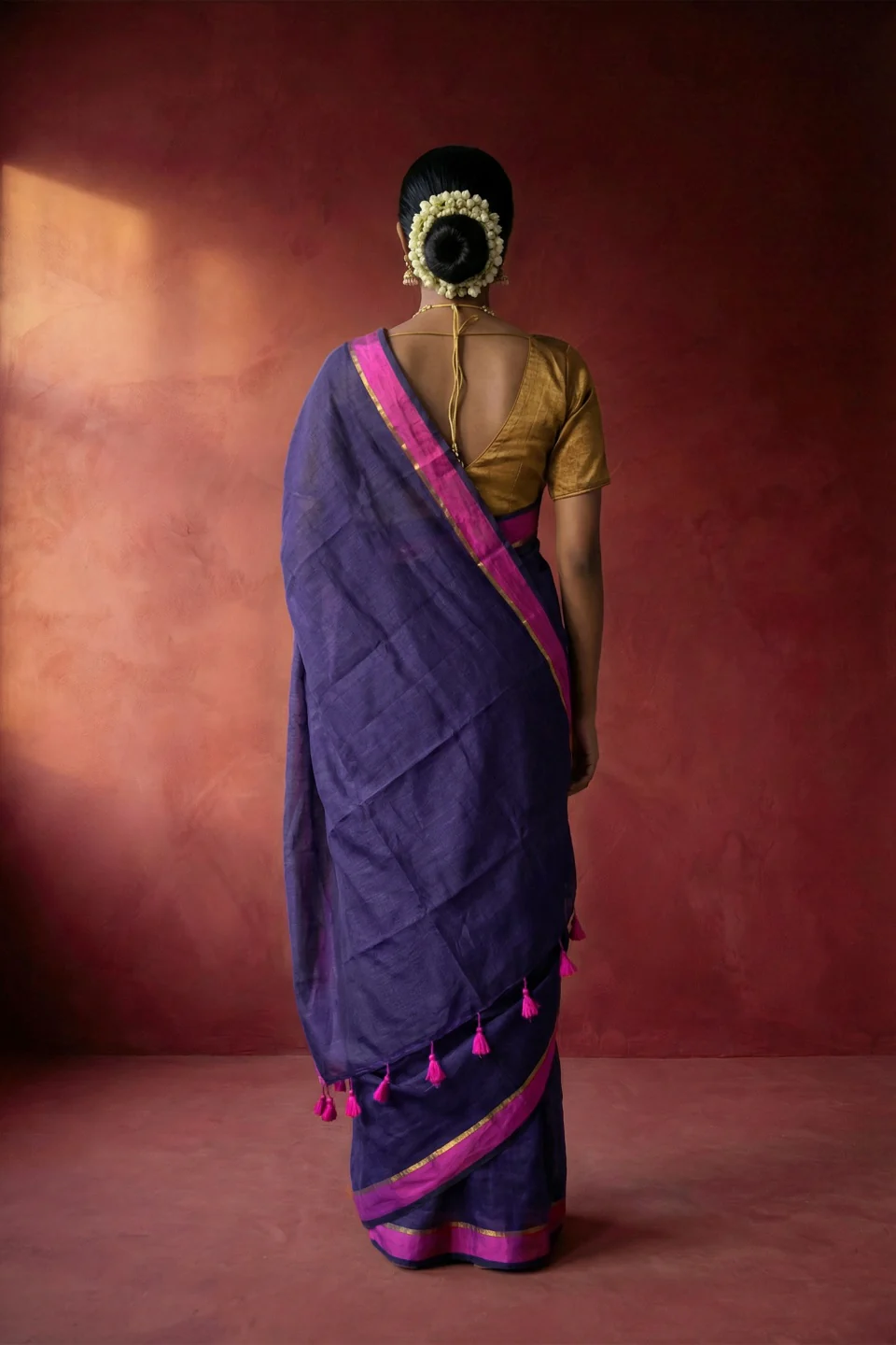 Avnika Purple Handwoven Cotton Saree - Image 3