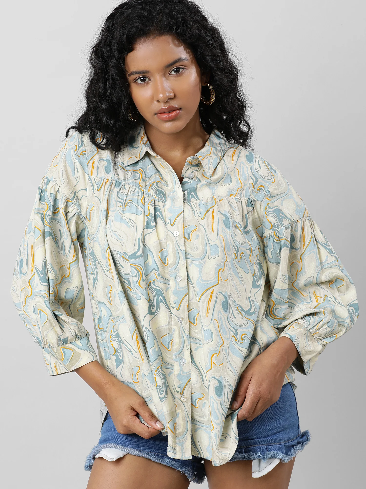 Women Buttoned Up Printed Shirt
