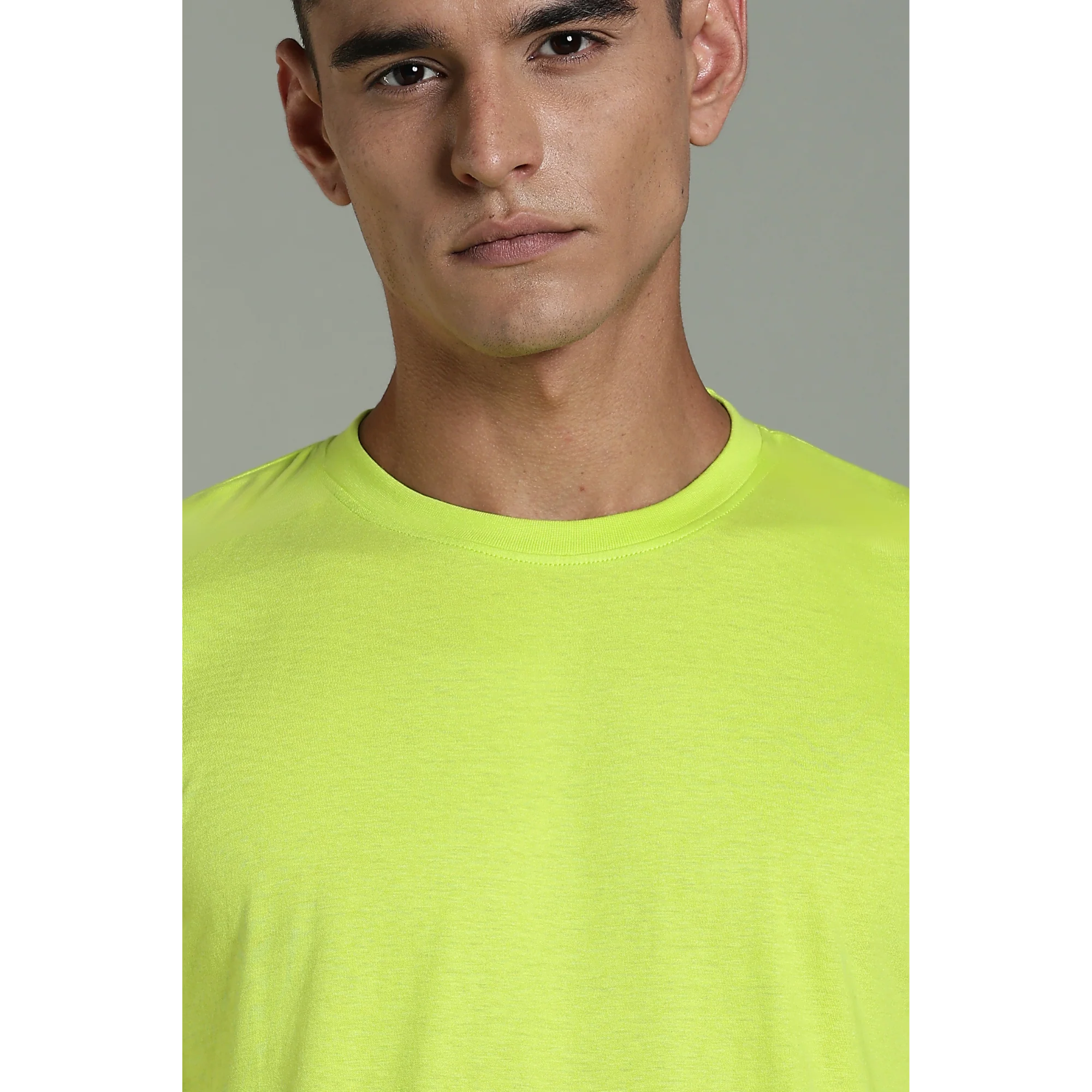 Men Fluorescent Green Cotton Regular T-Shirt - Image 5