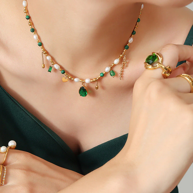 Crystal Old Money Green Necklace