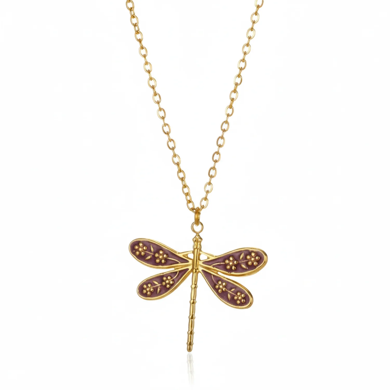 Enamel Dragonfly Gold Necklace