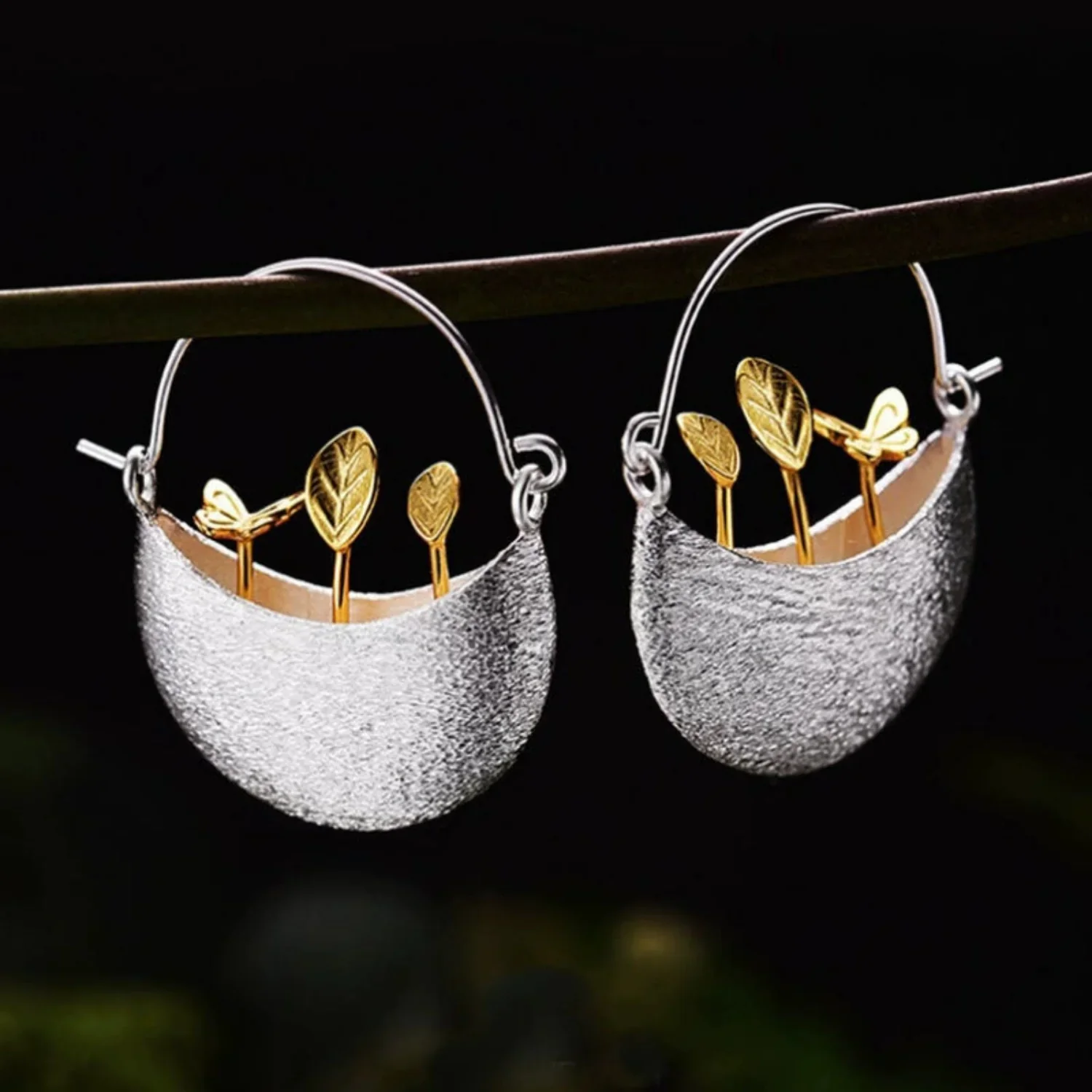 Floral Basket Earrings
