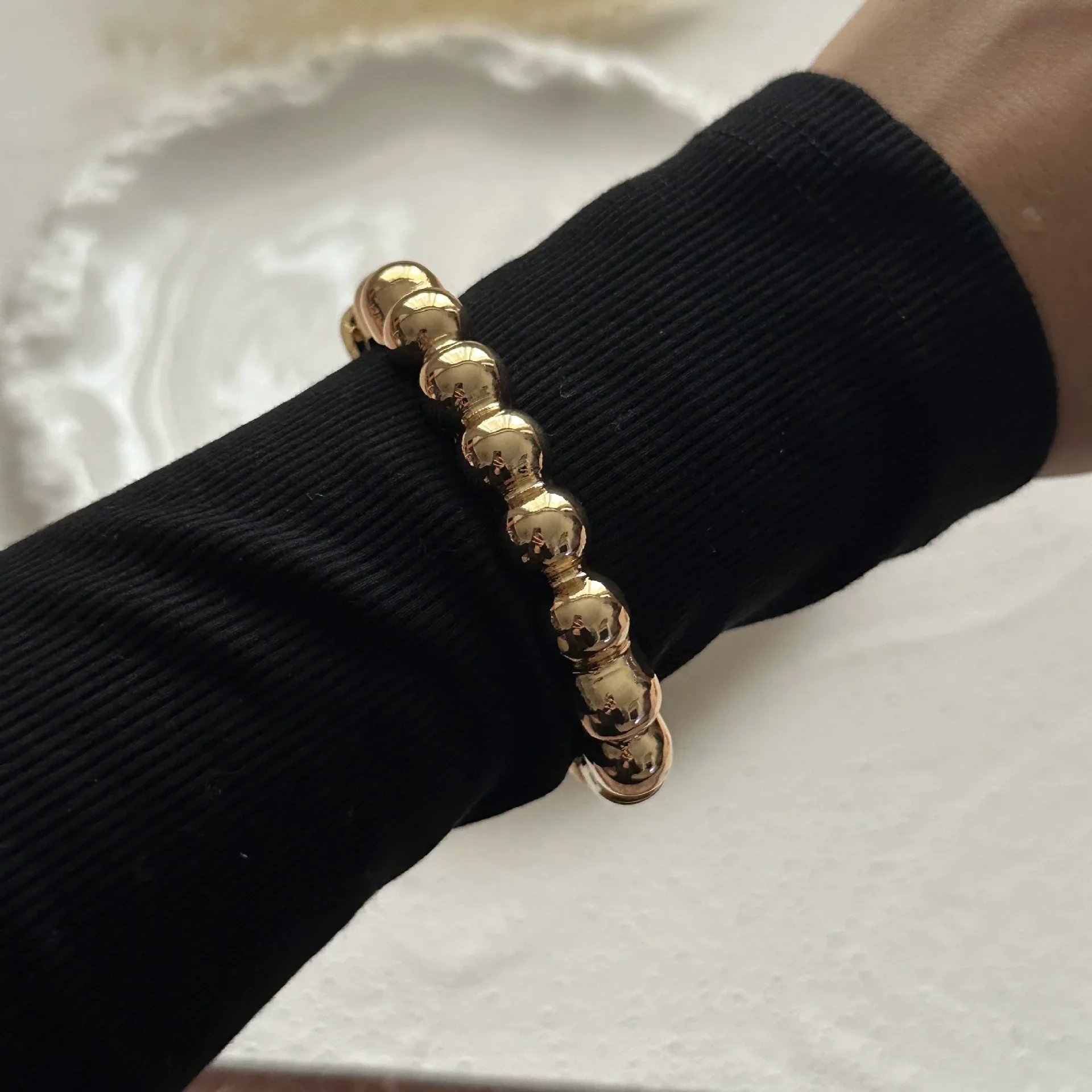 Gold Beaded Cuff Bracelet