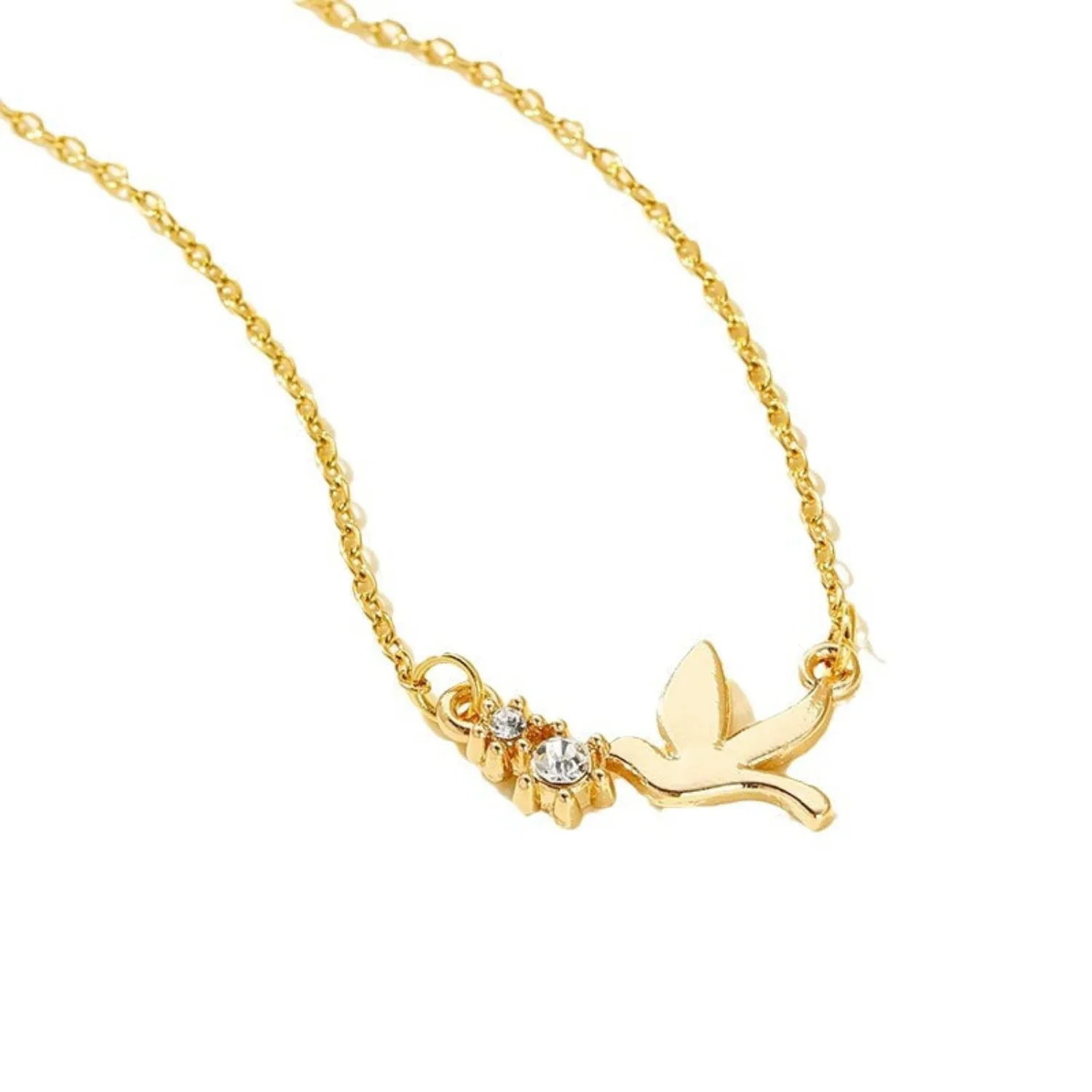 Gold Crystal Bird Necklace