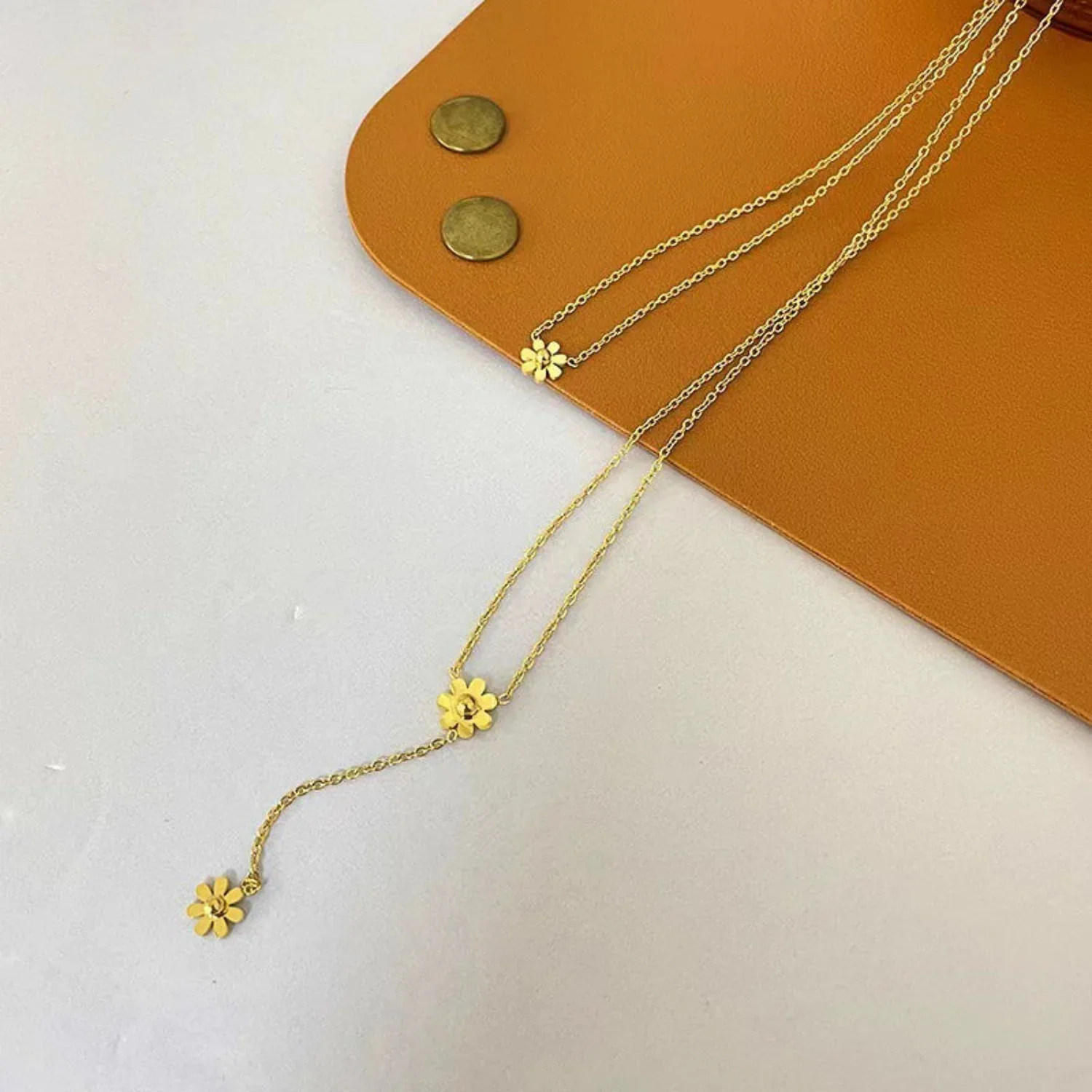 Gold Flower Layered Necklace