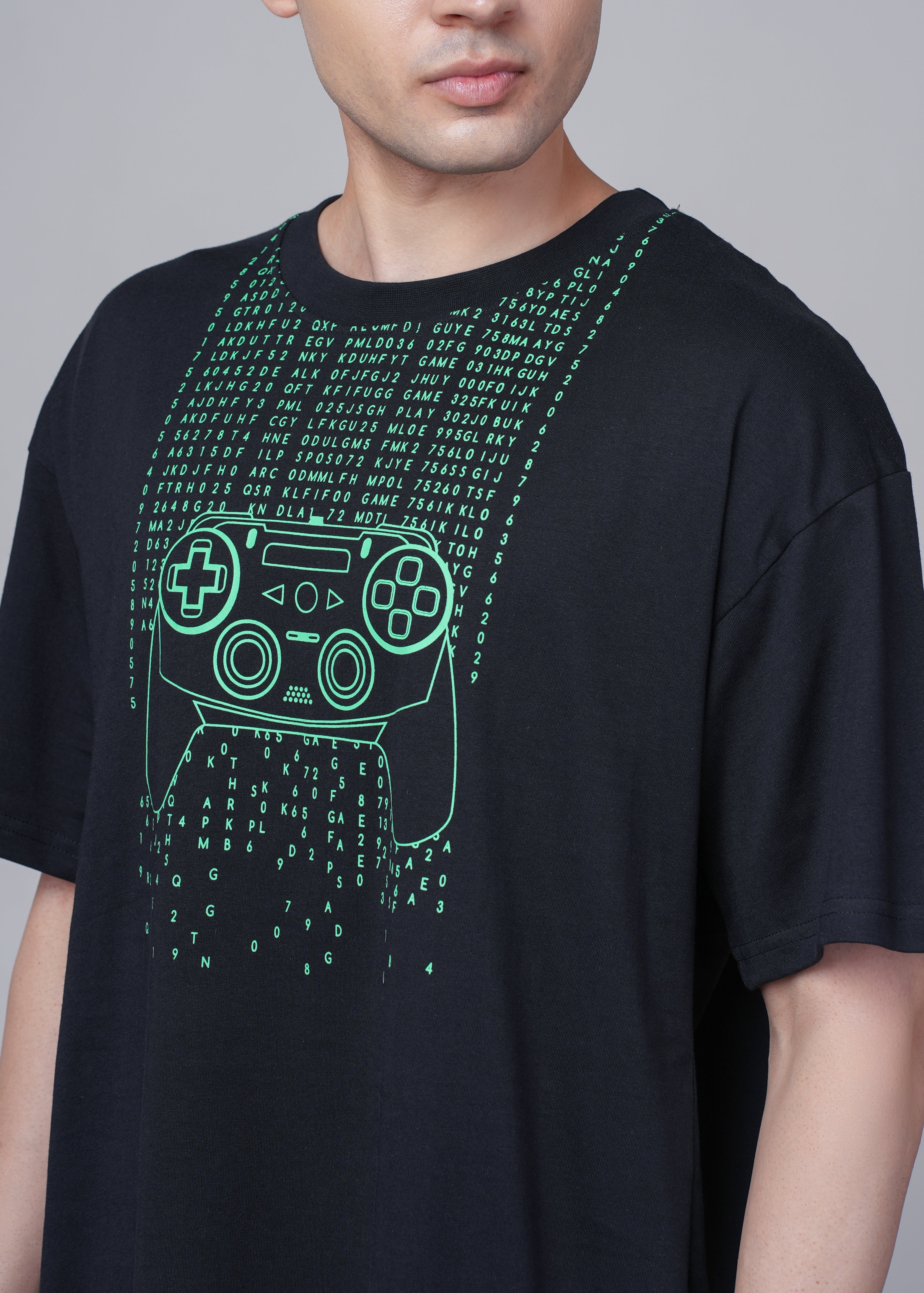 Men Black Graphic Cotton Oversized T-Shirt - Image 6