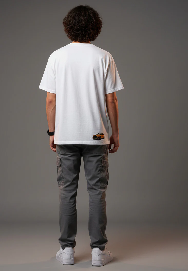 Men White Graphic Cotton Oversized T-Shirt - Image 3