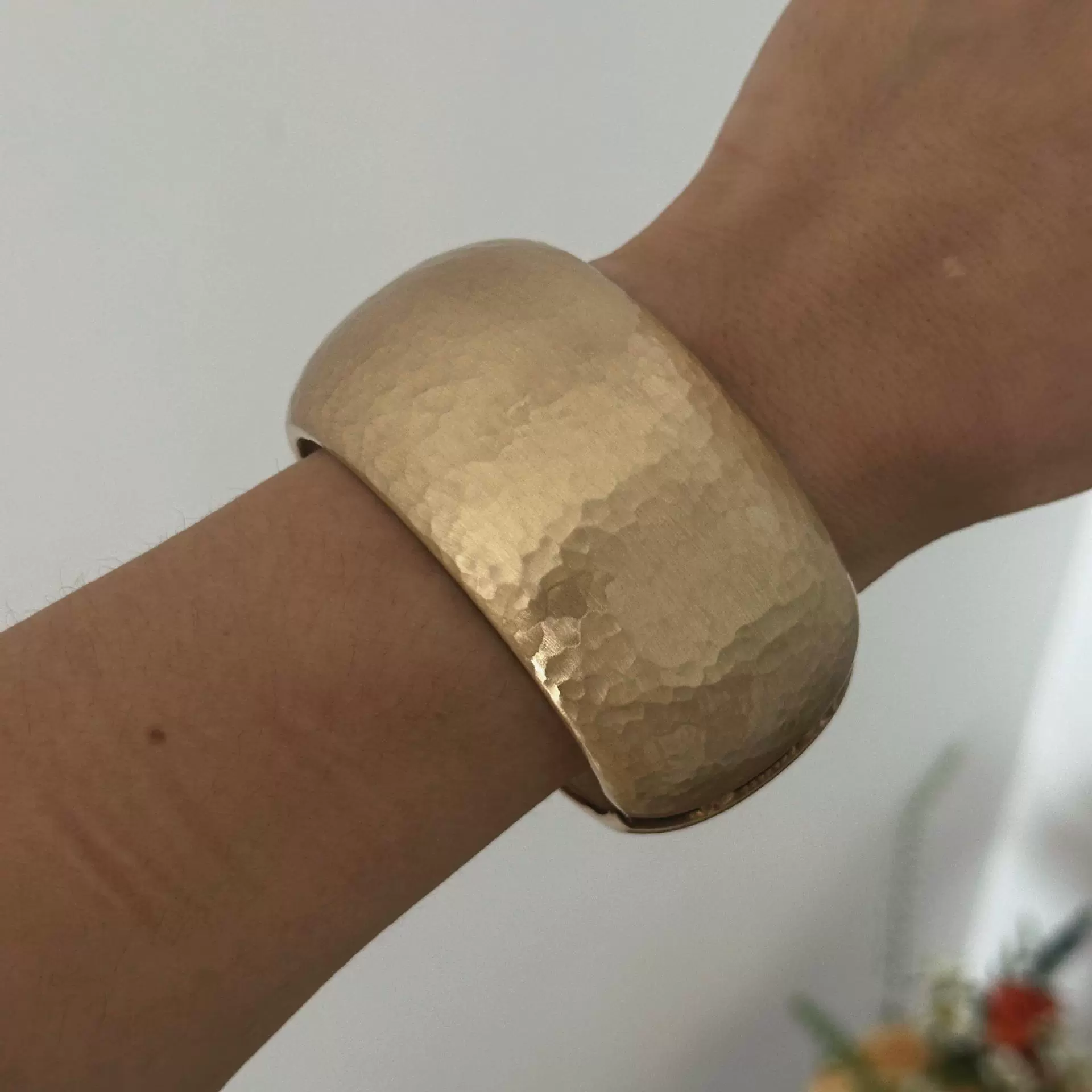 Hammered Gold Wide Cuff Bracelet Design