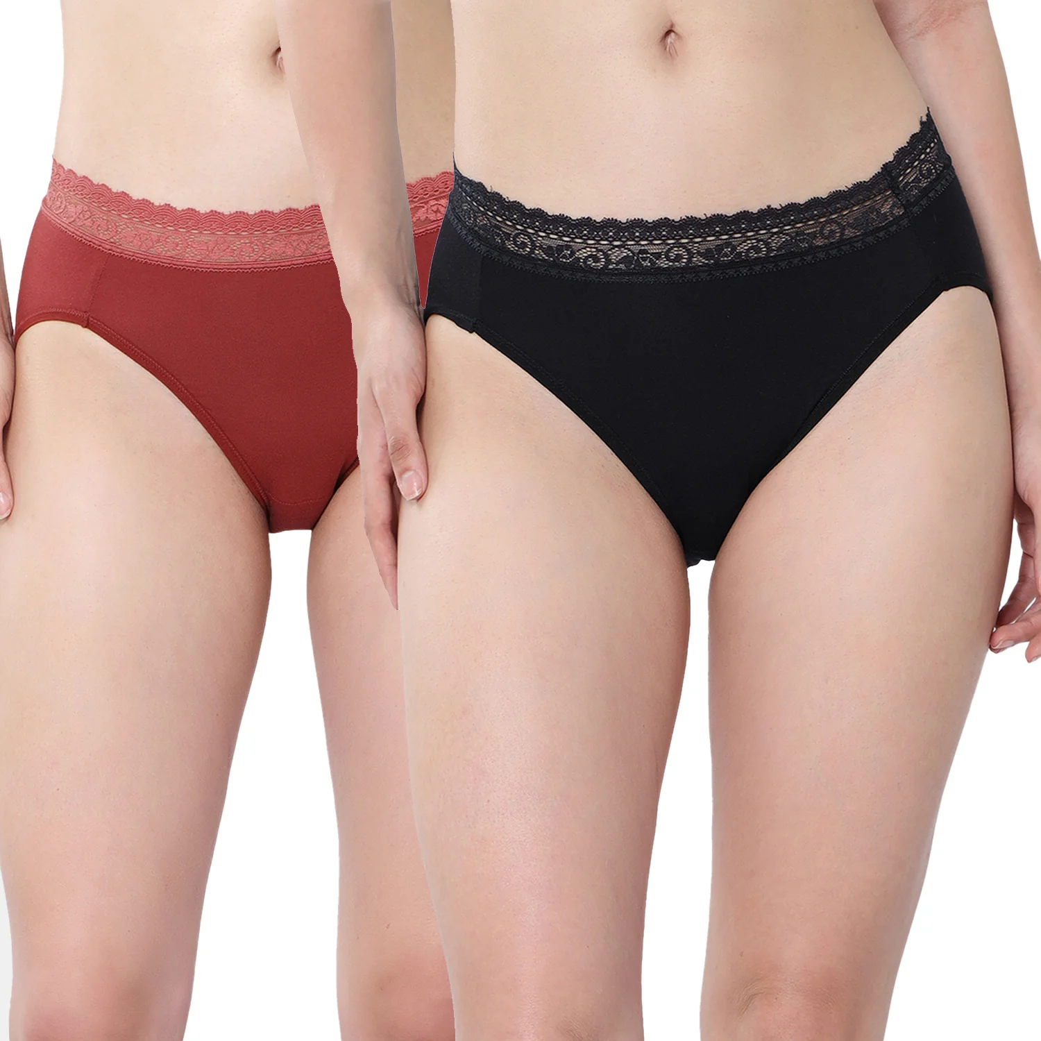 Medium Rise 3/4th Coverage Lace Hipster Pack Of 2