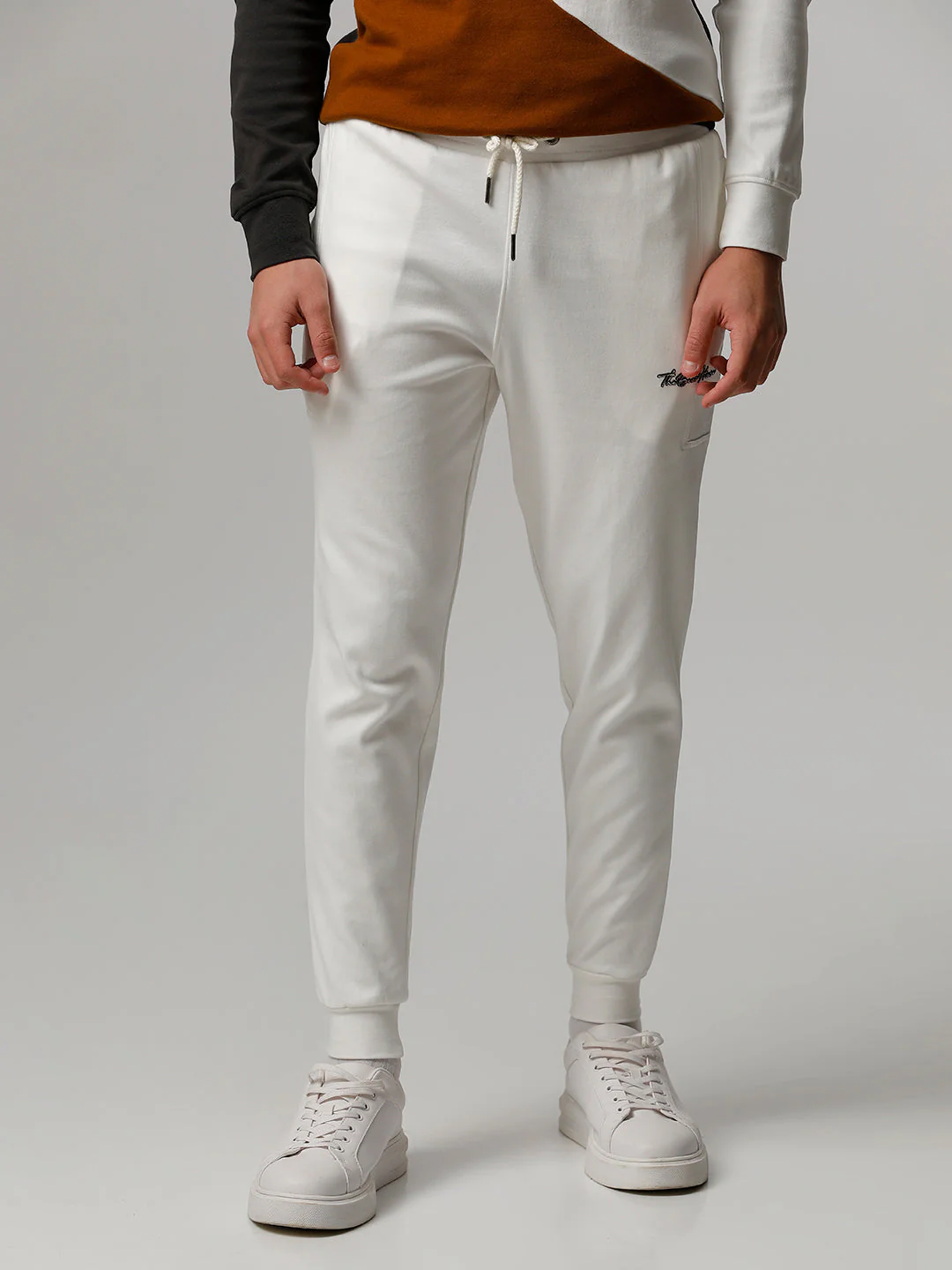 Men Ardor Edition White Solid Slim Fit Track Pants
