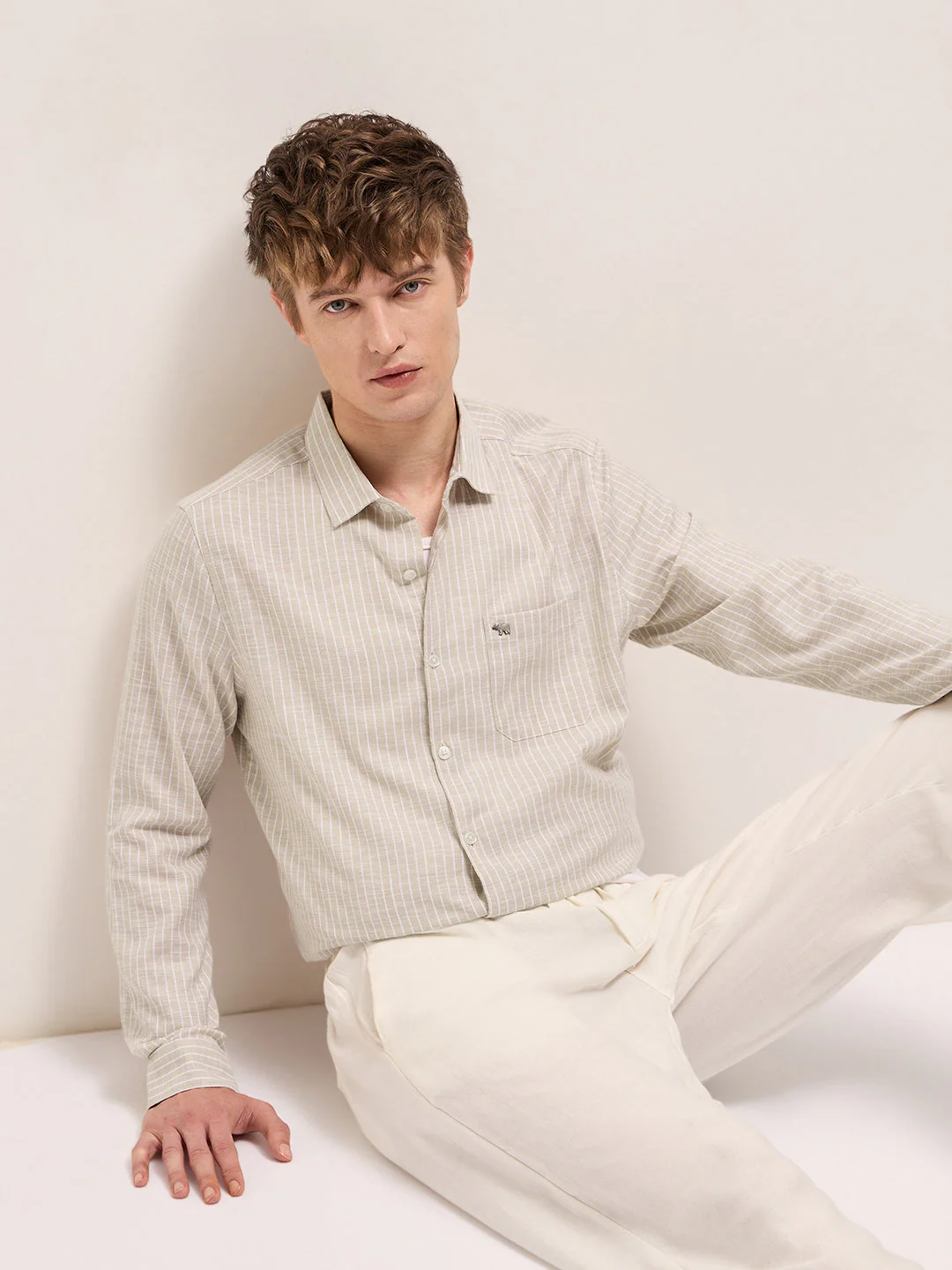 Men Beige Casual Shirt