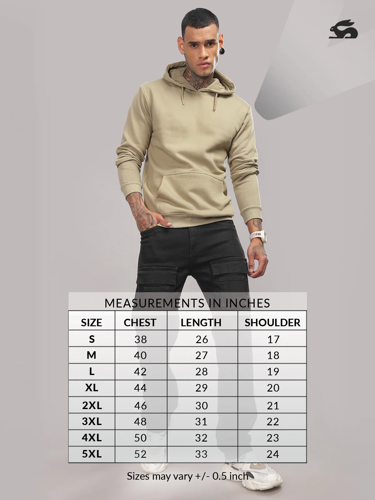 Men Beige Cotton Fleece Printed Hoodie - Image 6