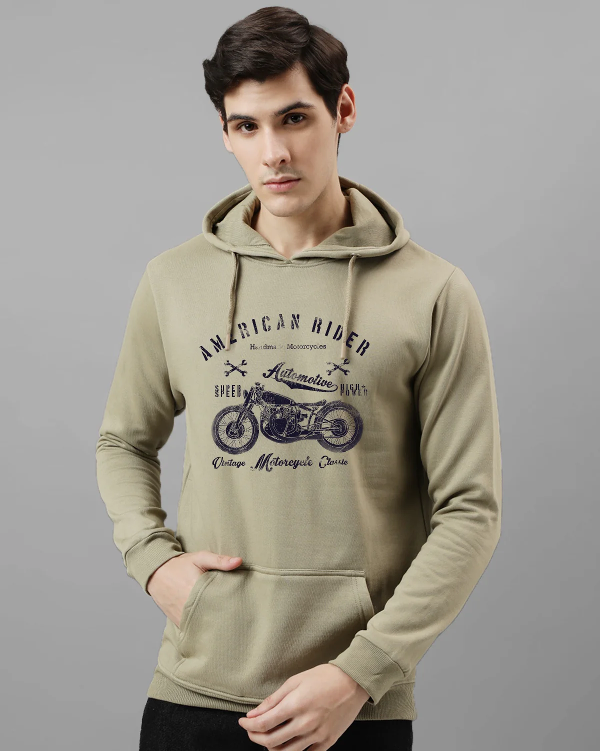 Men Beige Printed Hoodie