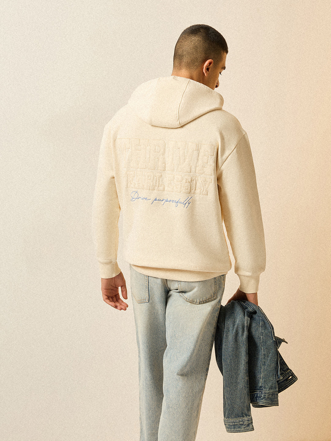 Men Beige Relaxed Fit Hoodie