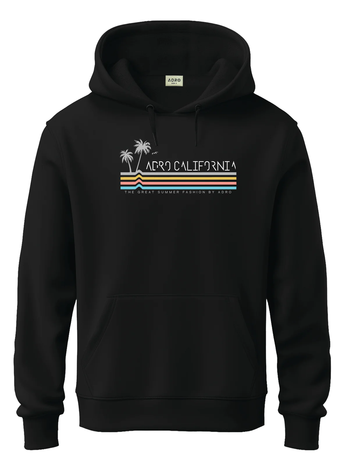 Men Black Cotton Fleece Hoodie