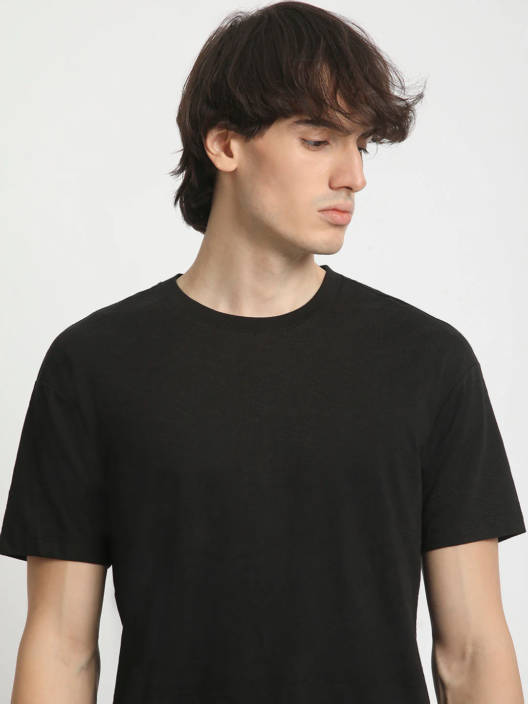 Men Black Crew Neck T-Shirt
