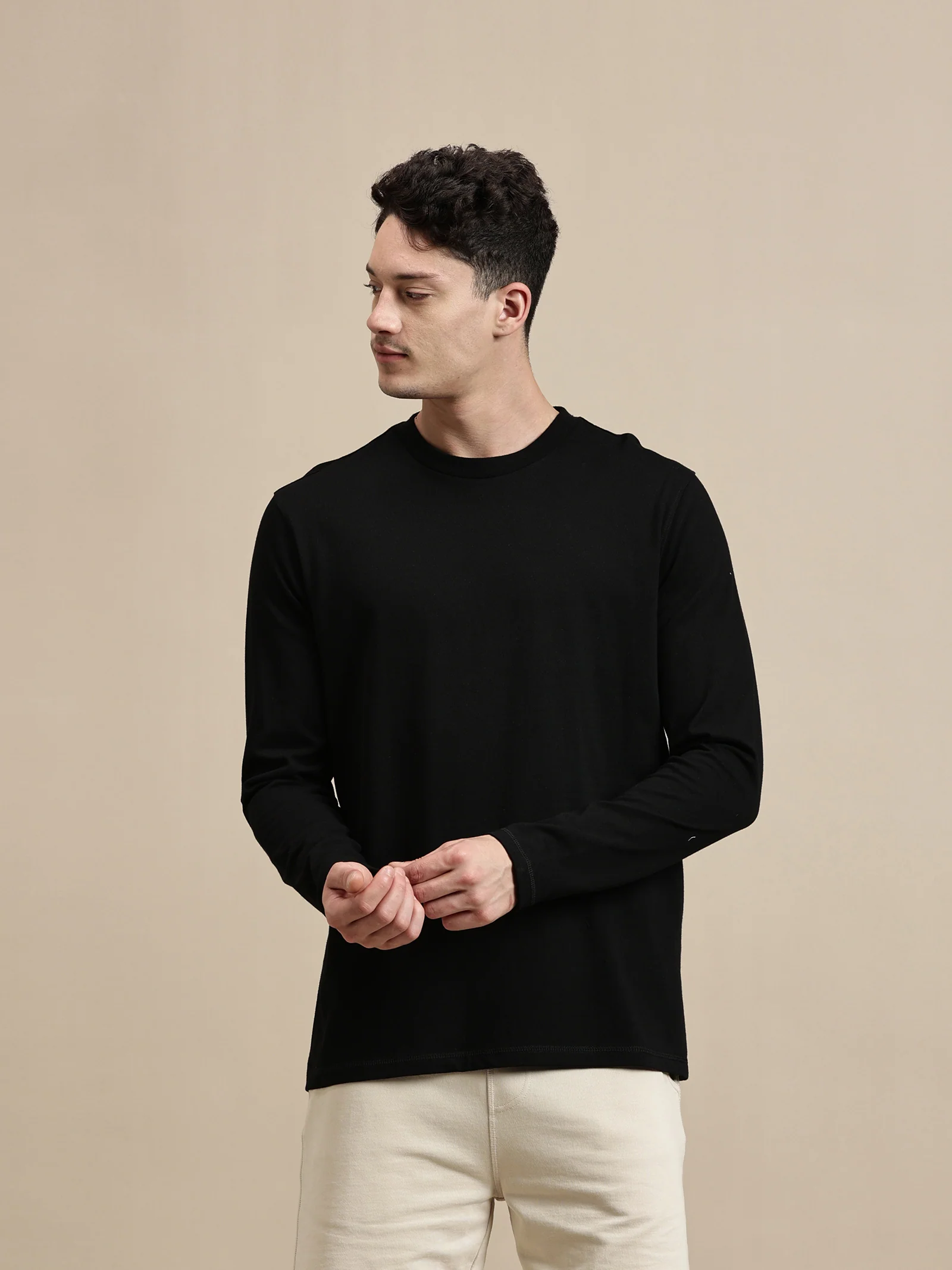 Men Black Full Sleeve T-Shirt