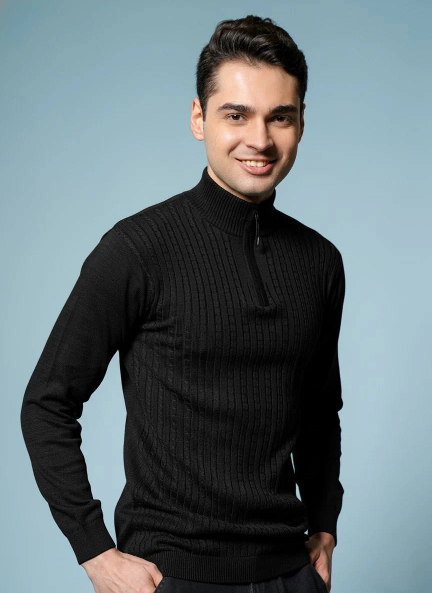 Men Black Cotton Sweatshirt - Image 4