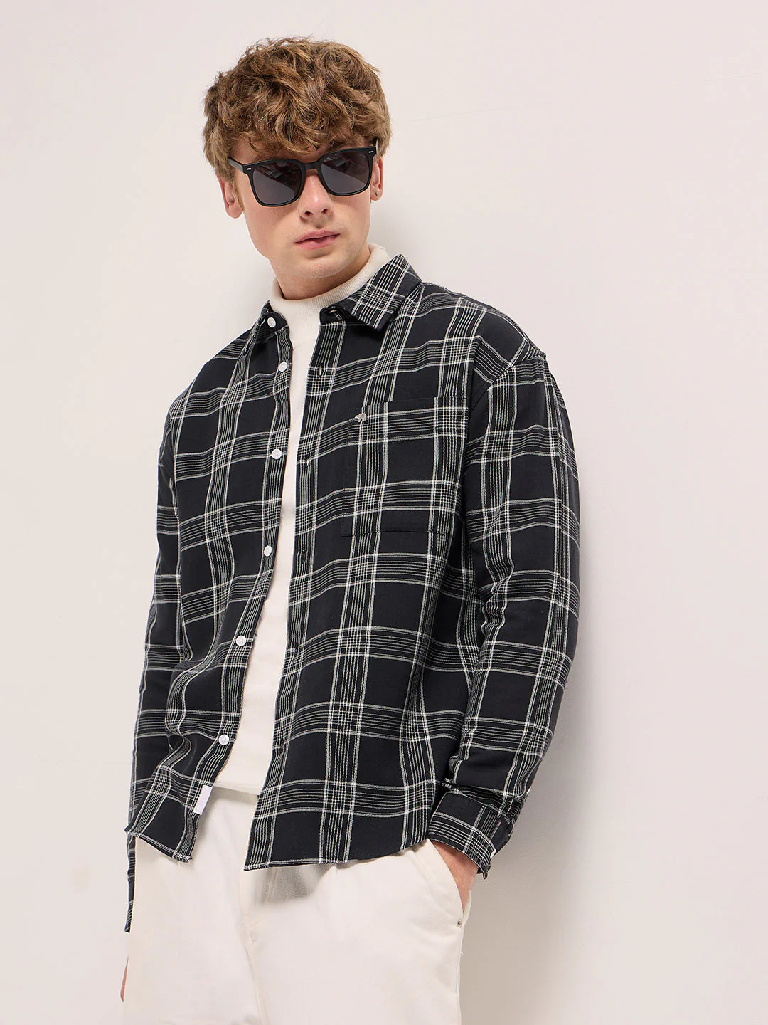 Men Black Relax Fit Overshirt