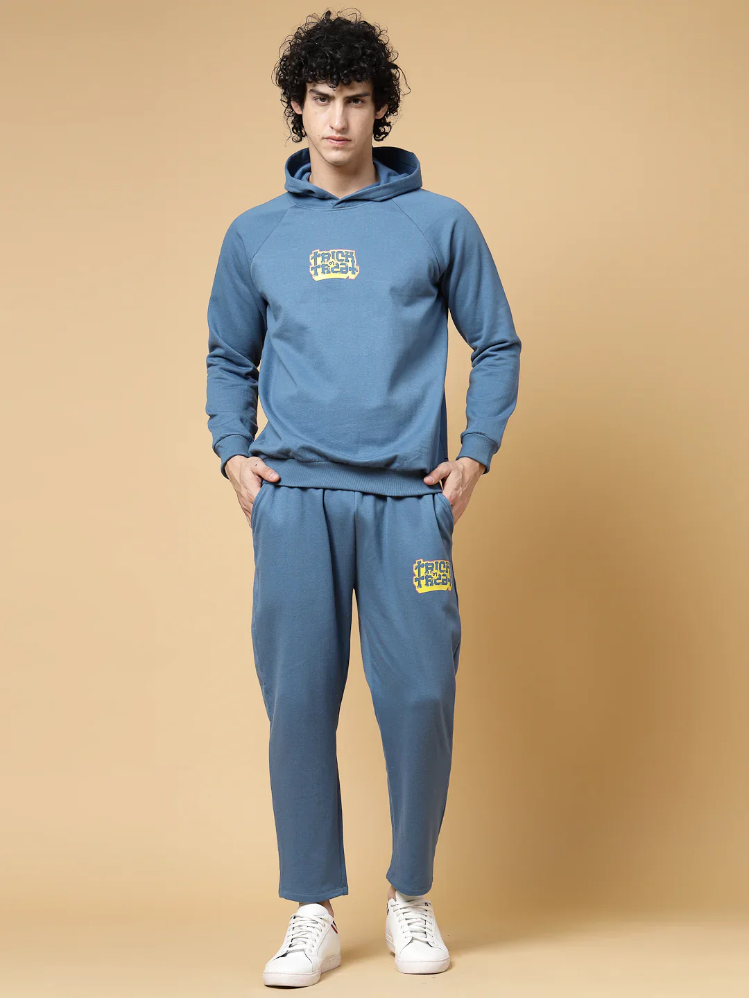 Men Blue Printed Tracksuit