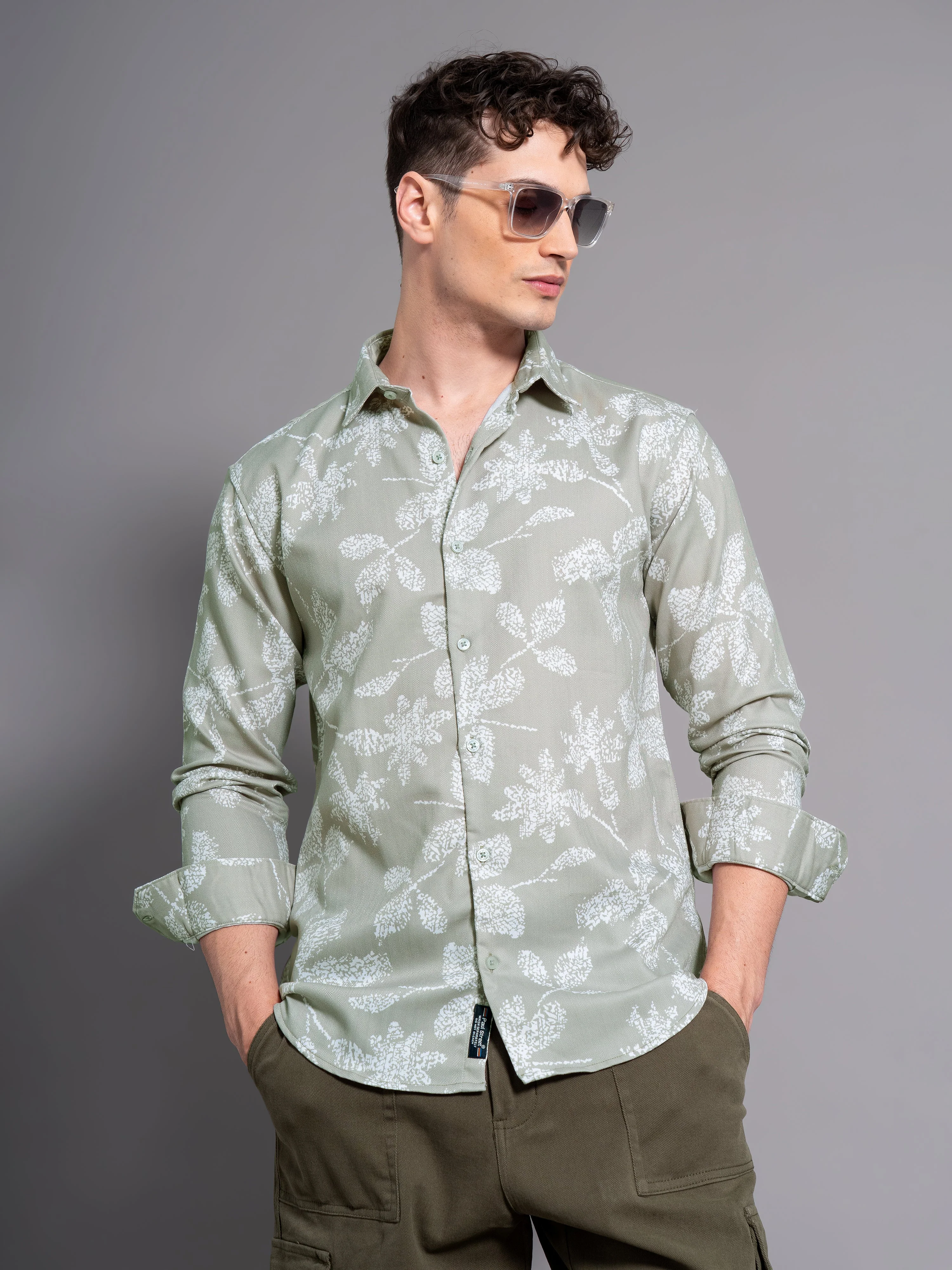 Men Brava Green Floral Shirt