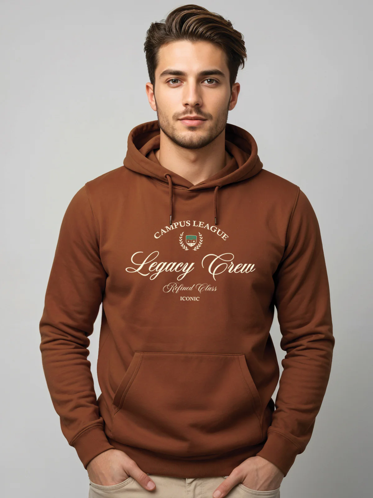Men Brown Printed Hoodie