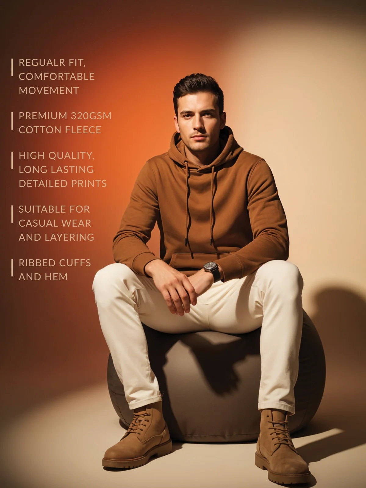 Men Brown Printed Hoodie - Image 4