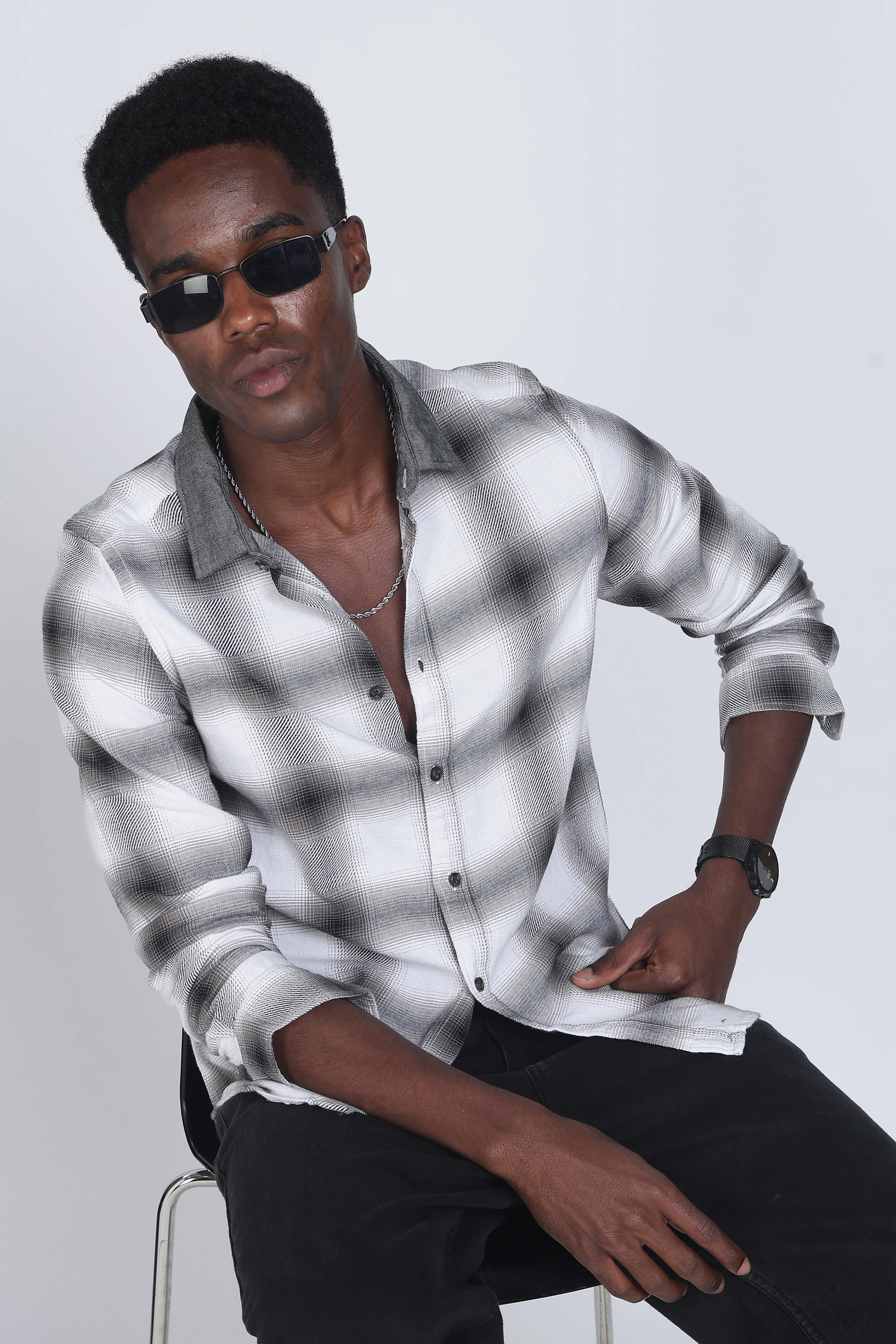 Men Buffer Dobby Check Shirt