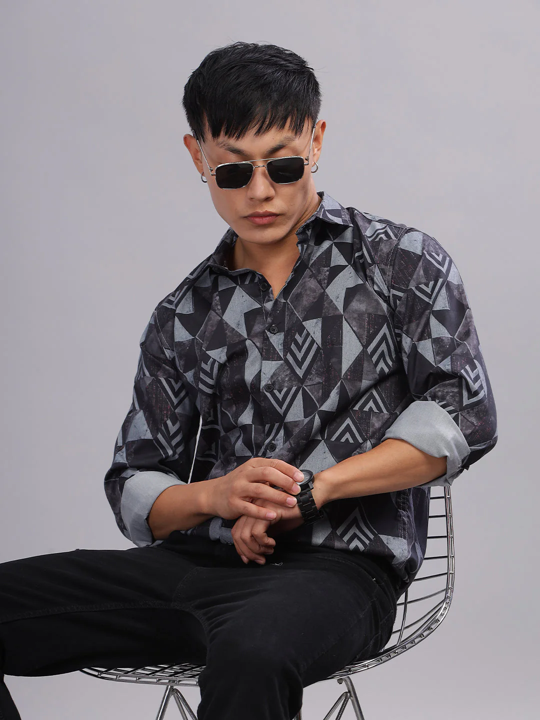 Men Canby Black Print Shirt