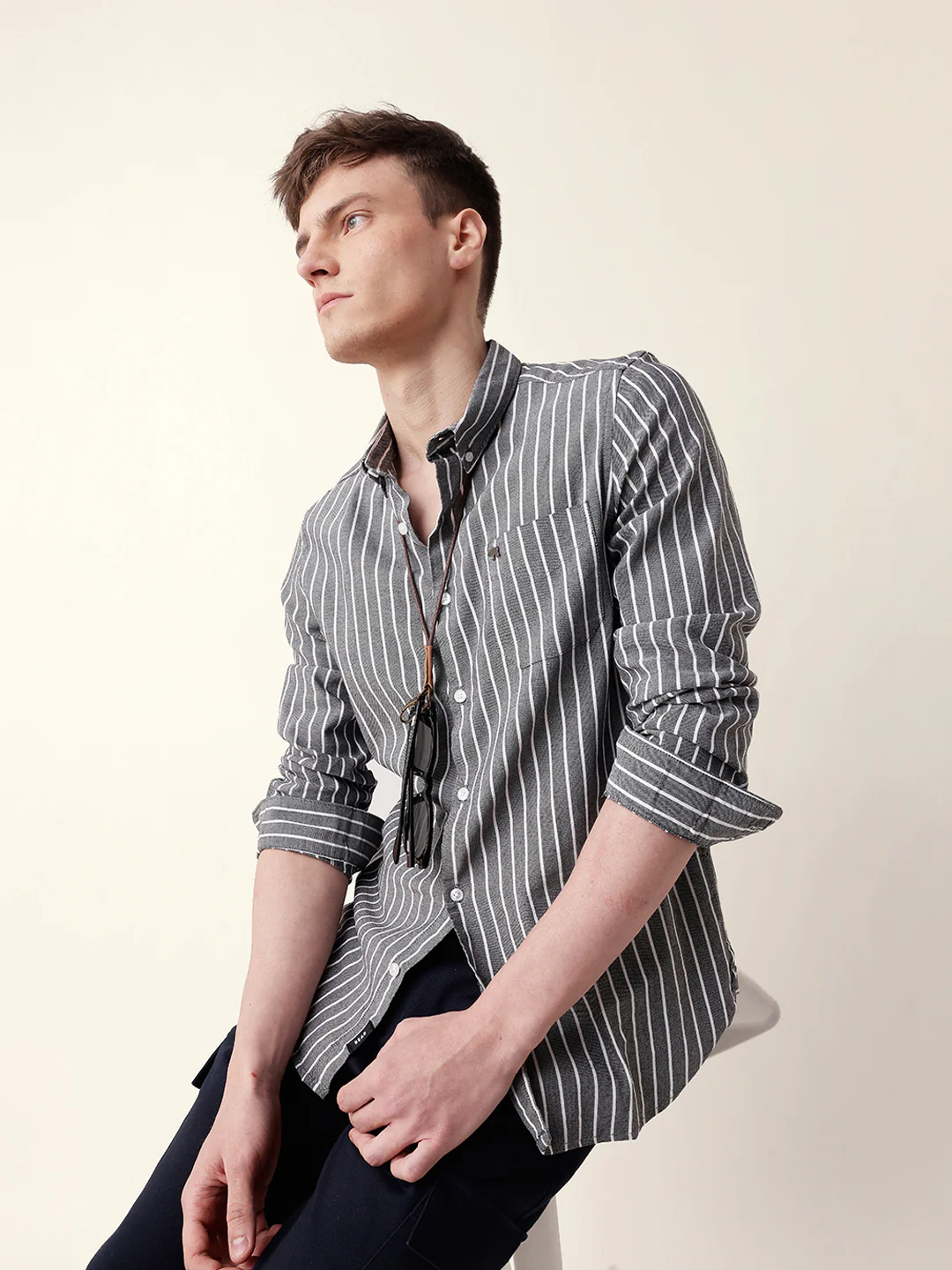 Men Casual Striped Button-Down Shirt