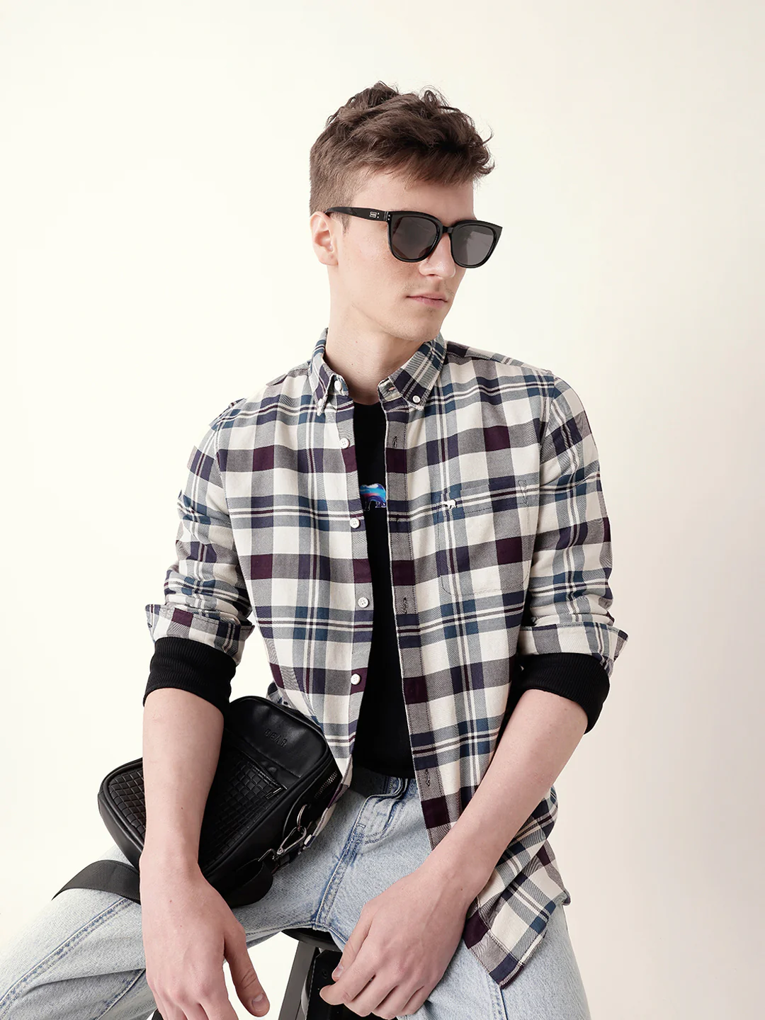 Men Checkered Button-Down Shirt