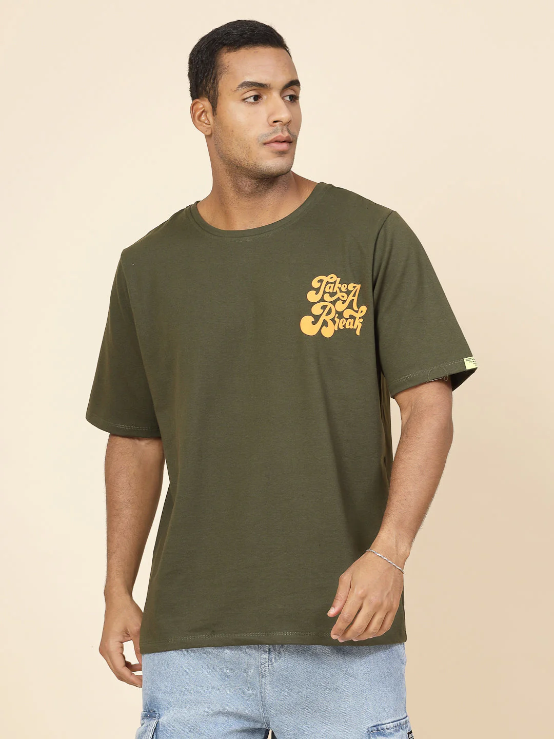 Men Chill Vibes Puff Print Oversized T-Shirt - Image 2