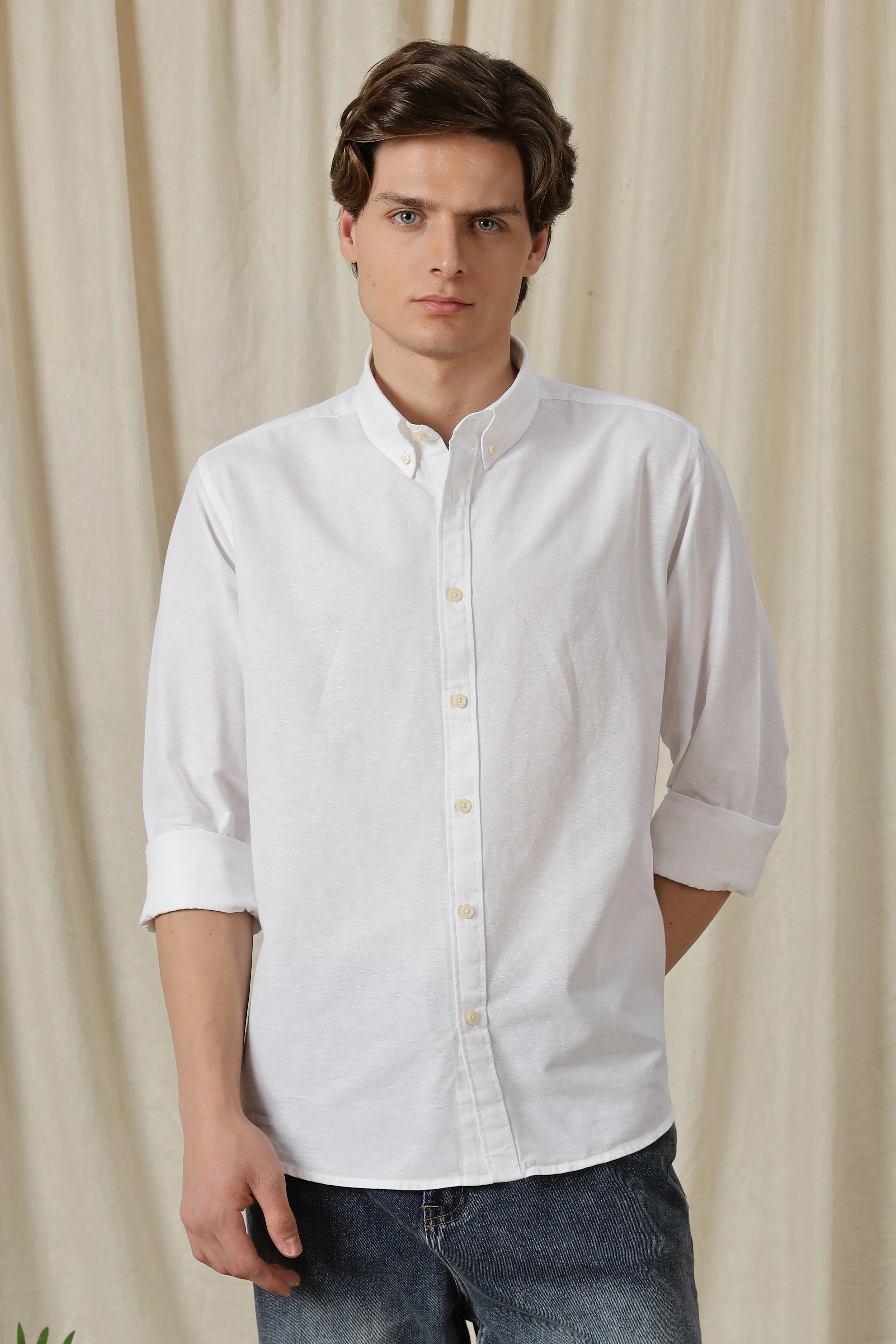 Men Classic Button-Down Solid Casual Shirt