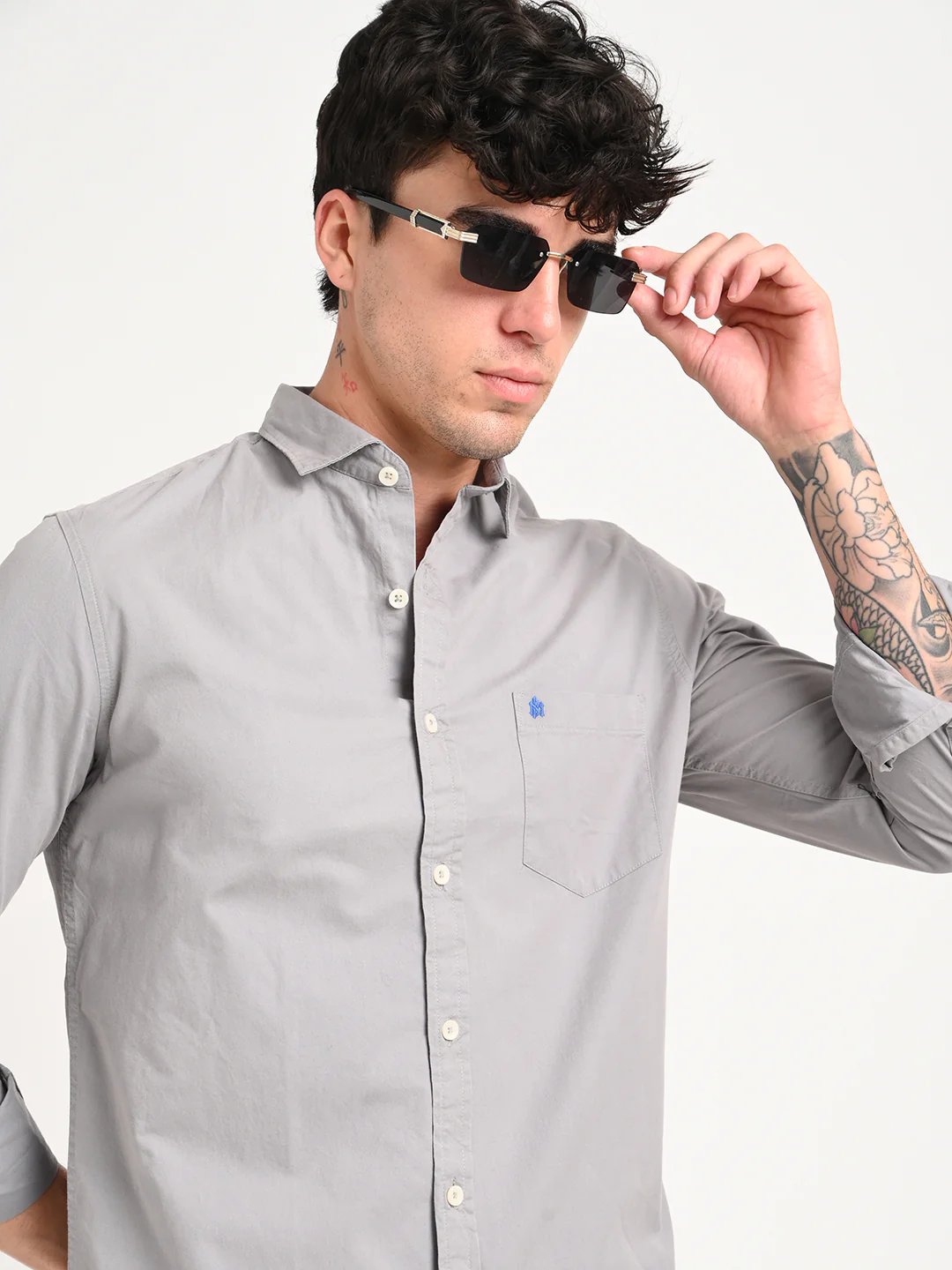Men Cotton Shirt with Chest Pocket