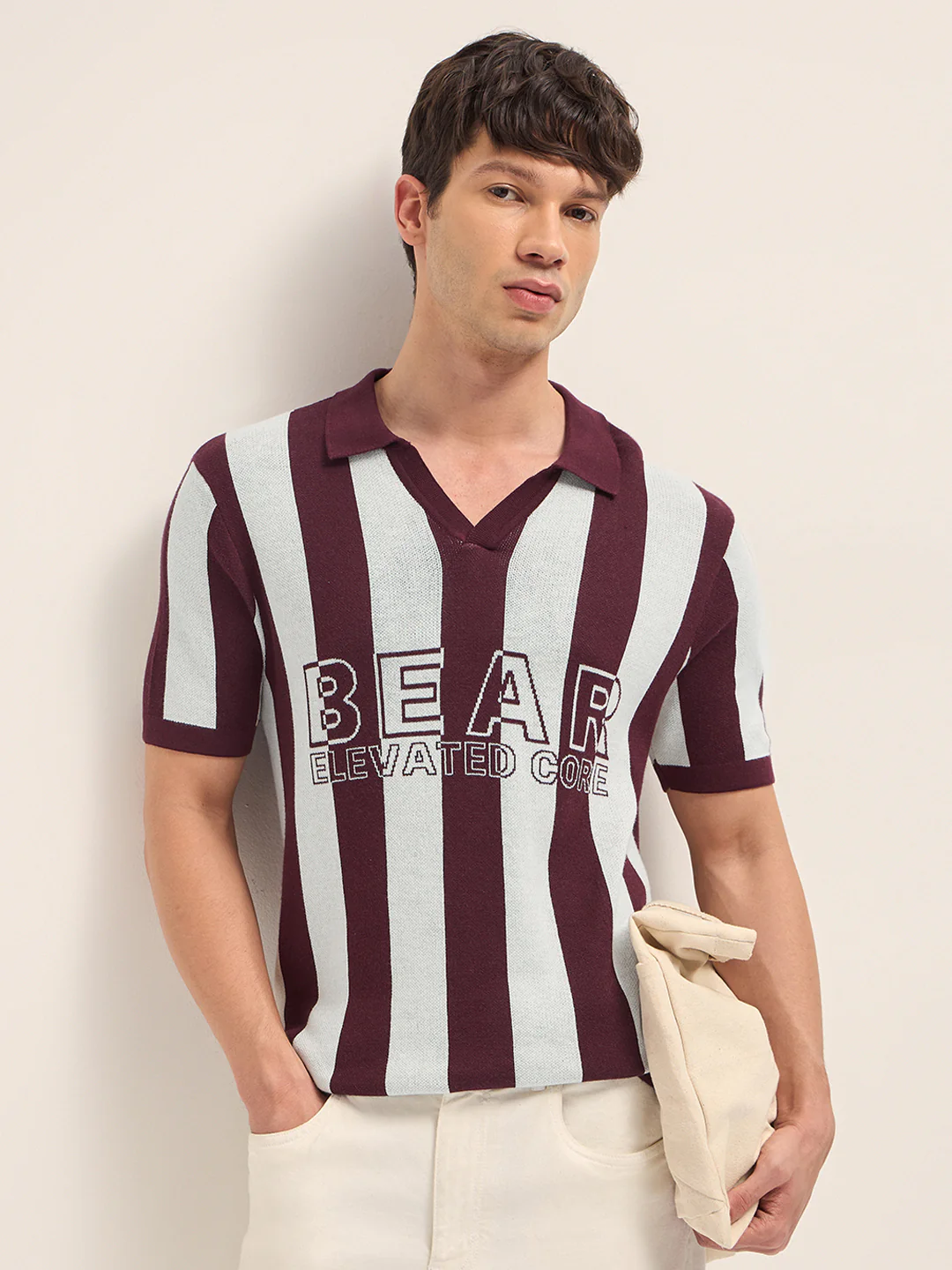 Men Cotton Striped Polo T-Shirt