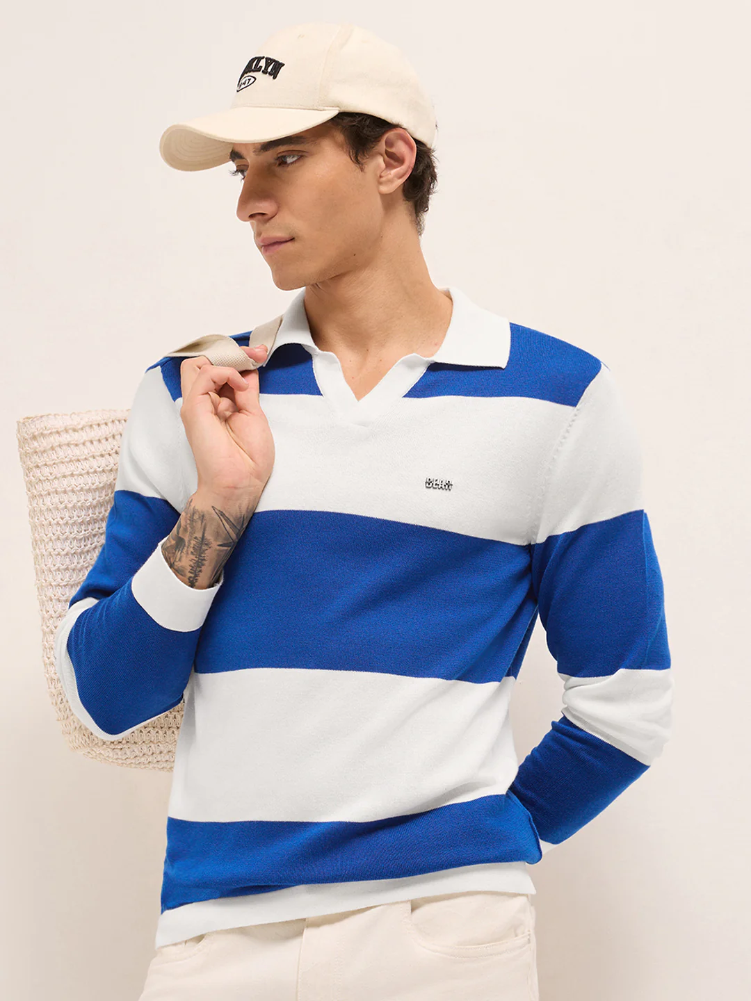 Men Cotton Striped Polo T-Shirt