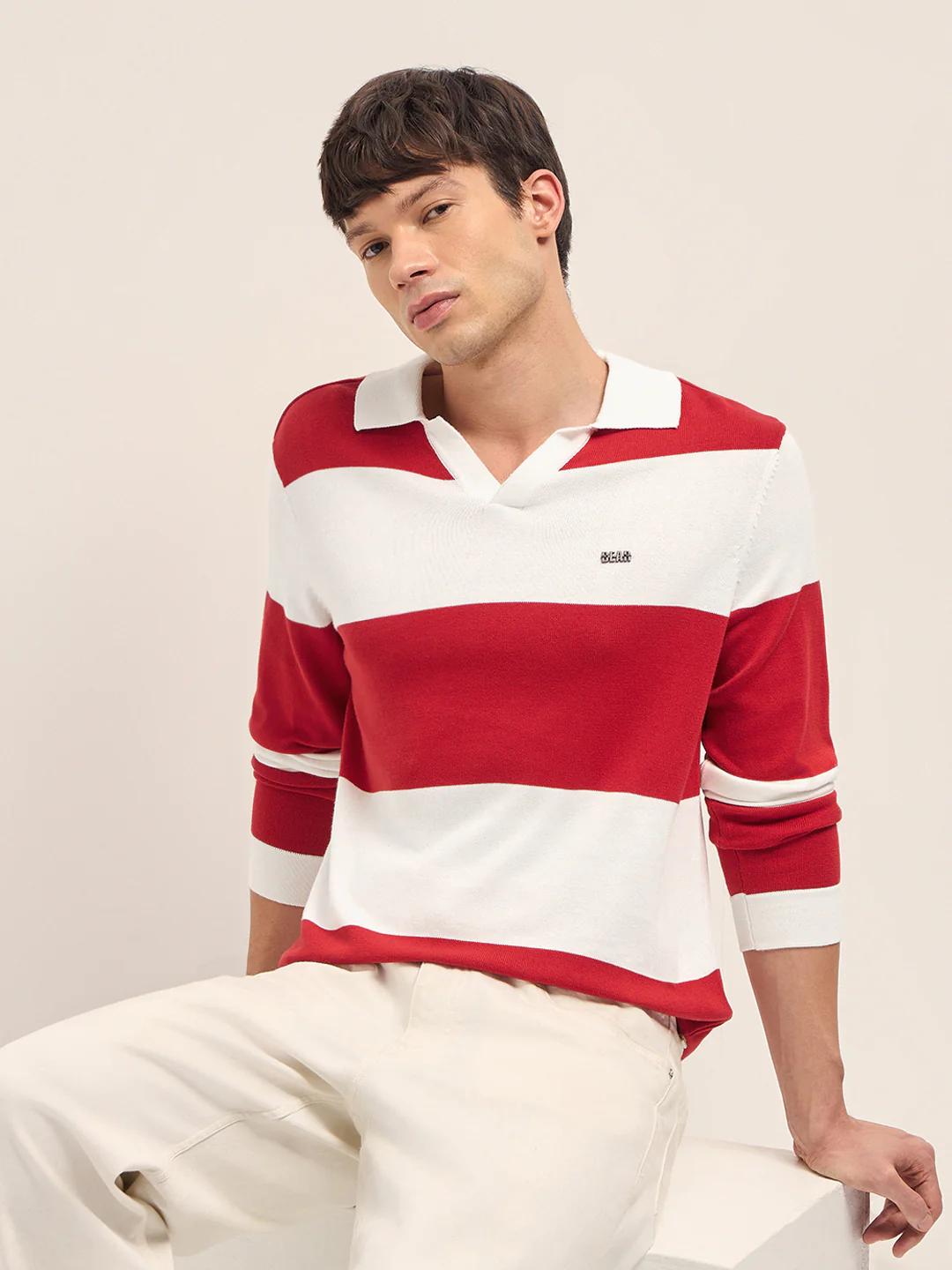 Men Cotton Striped Polo T-Shirt