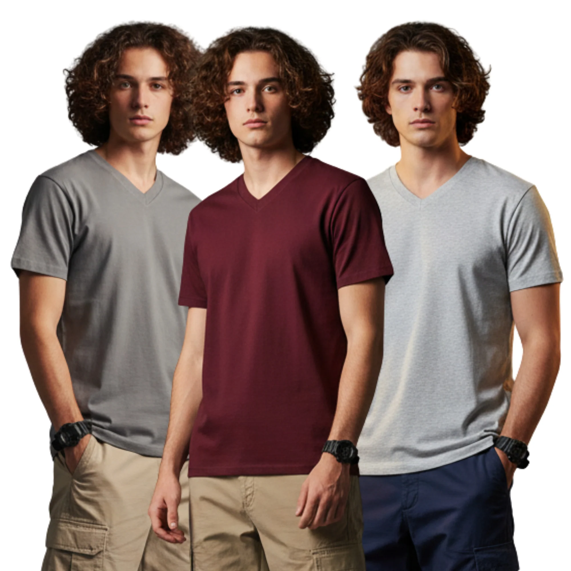 Men Cotton V-Neck T-Shirt Pack of 3