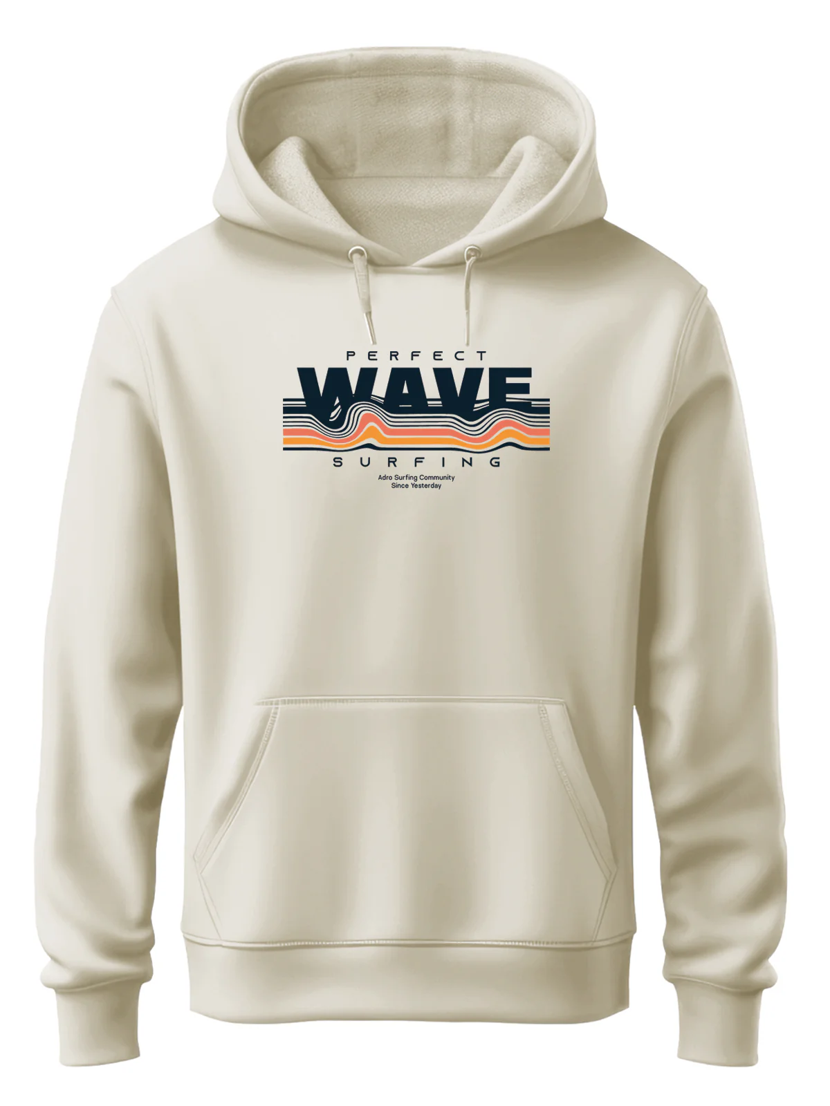Men Cream Cotton Fleece Printed Hoodie