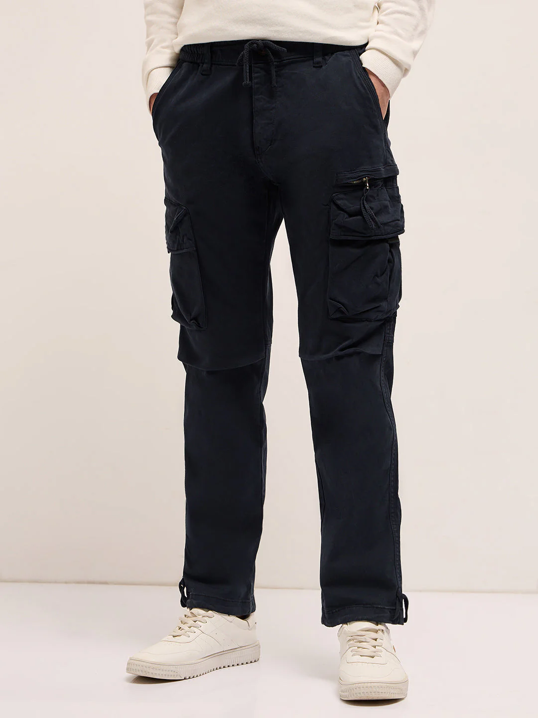 Men Dark Blue Cargo Pants