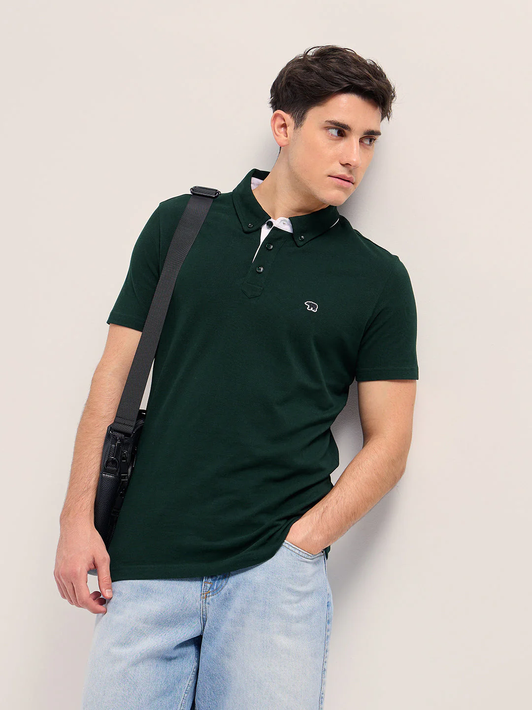 Men Dark Green Regular Fit Polo T-Shirt