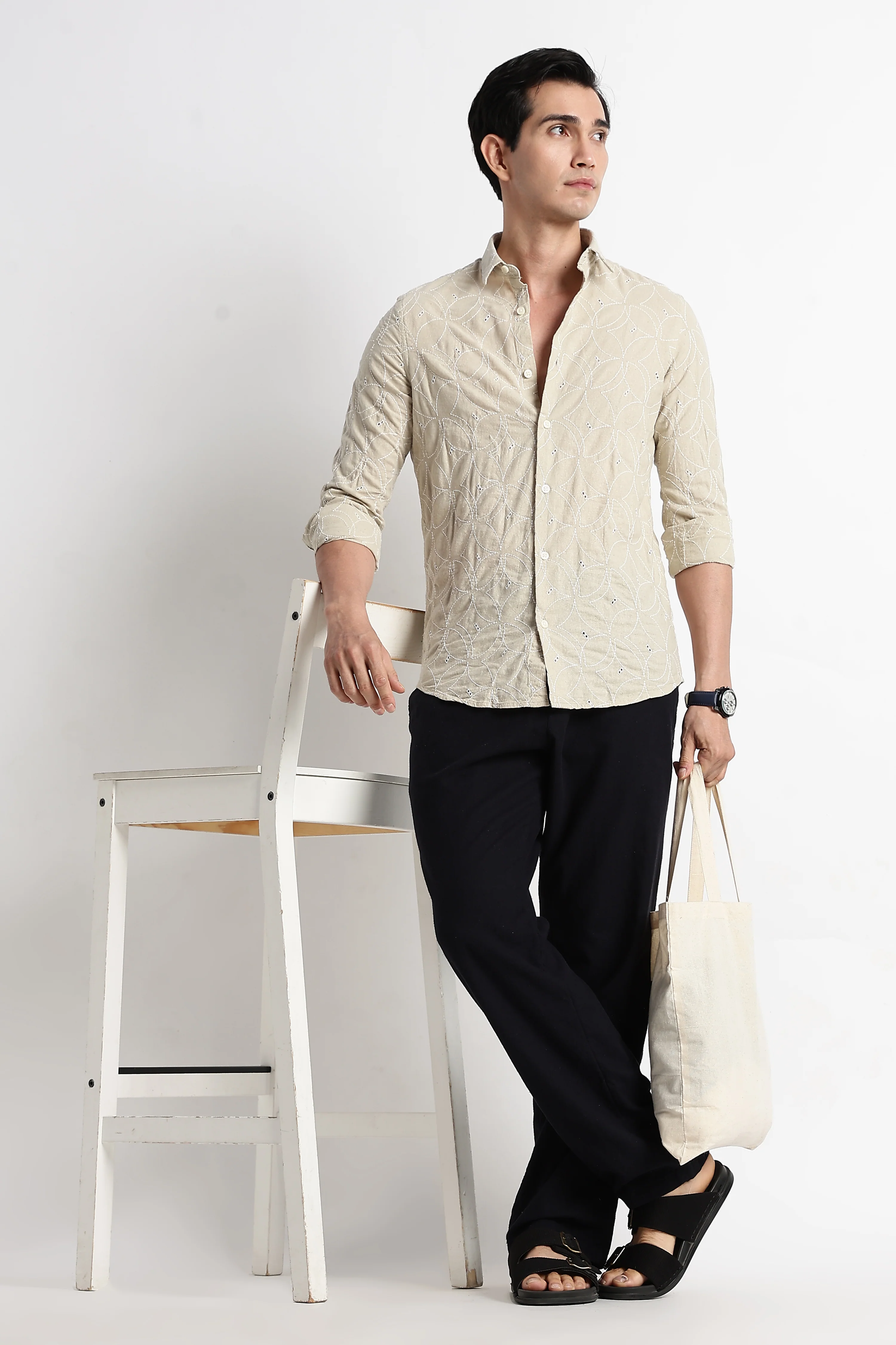 Men Embroided Cotton Shirt
