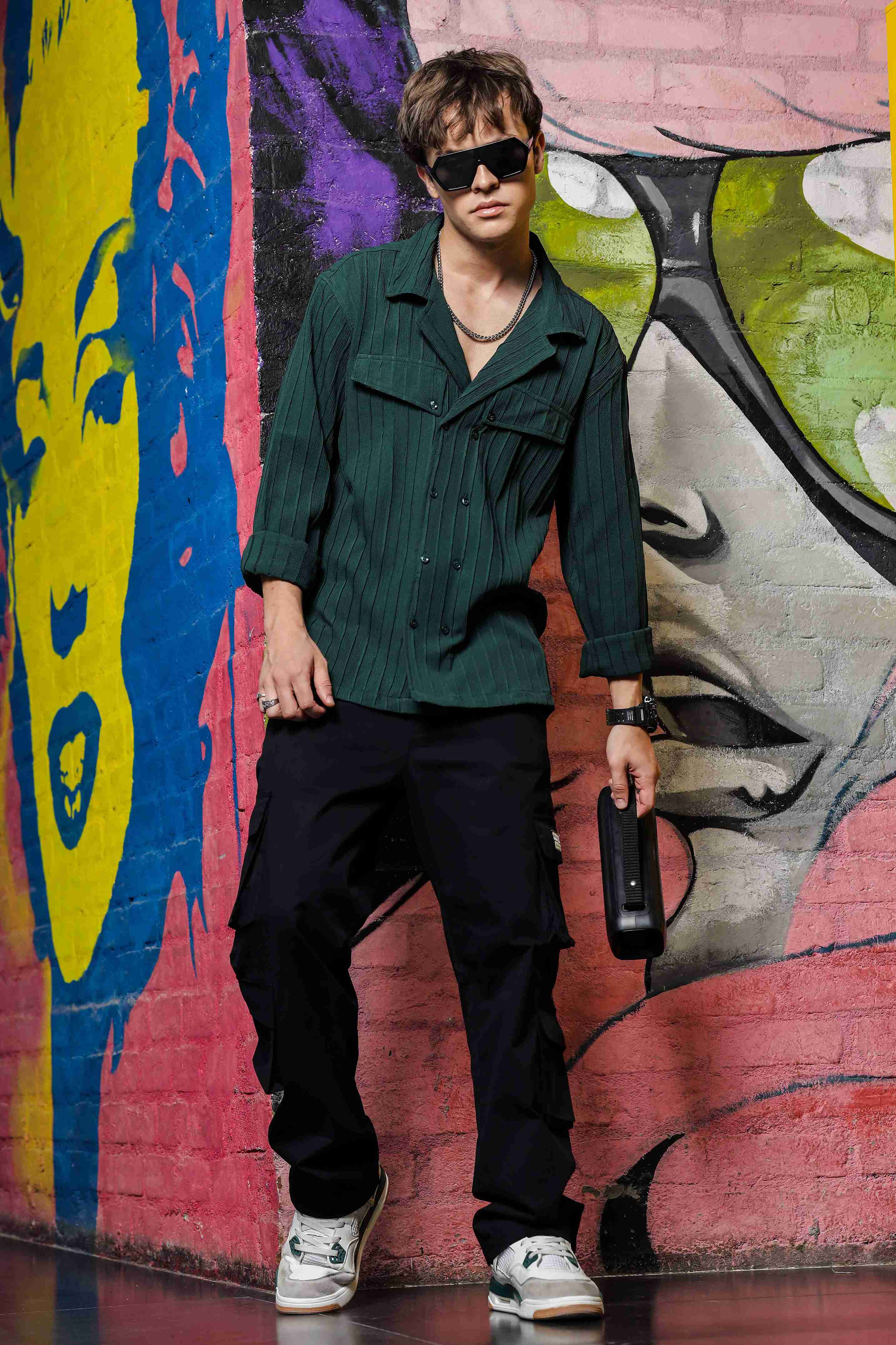 Men Green Korean Shirt