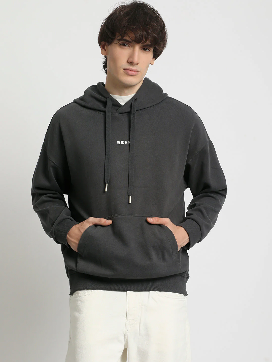 Men Grey Cotton Hoodie - Image 2