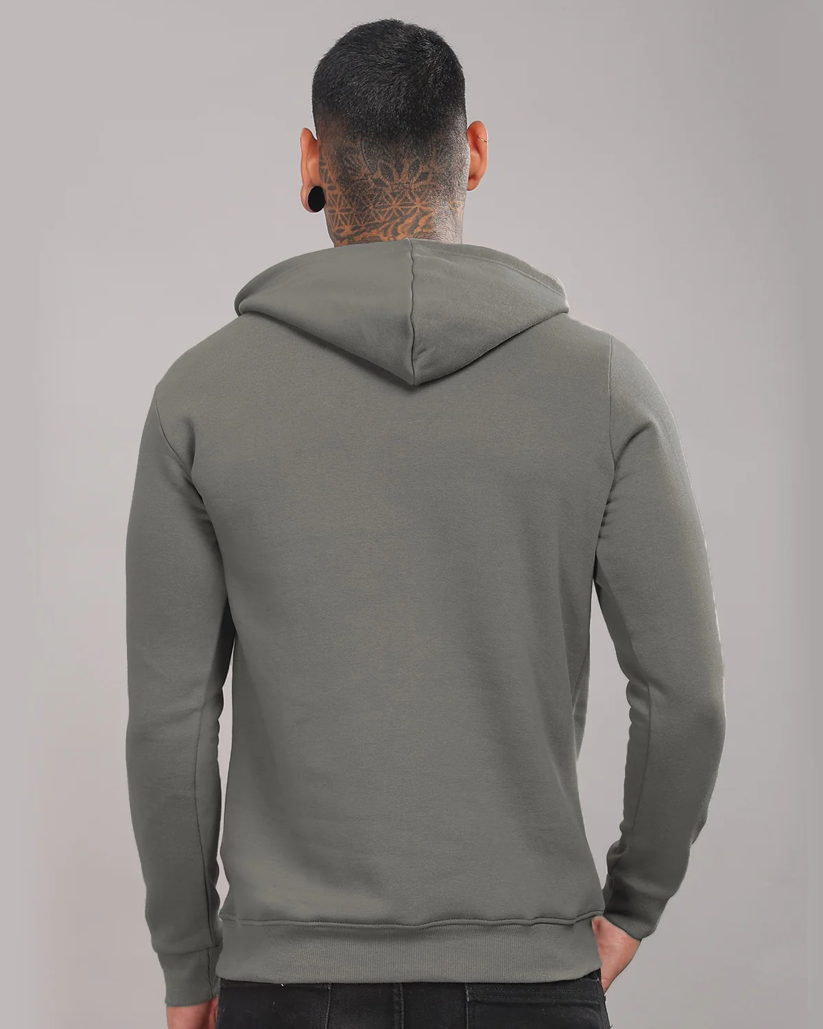 Men Grey Printed Hoodie - Image 2