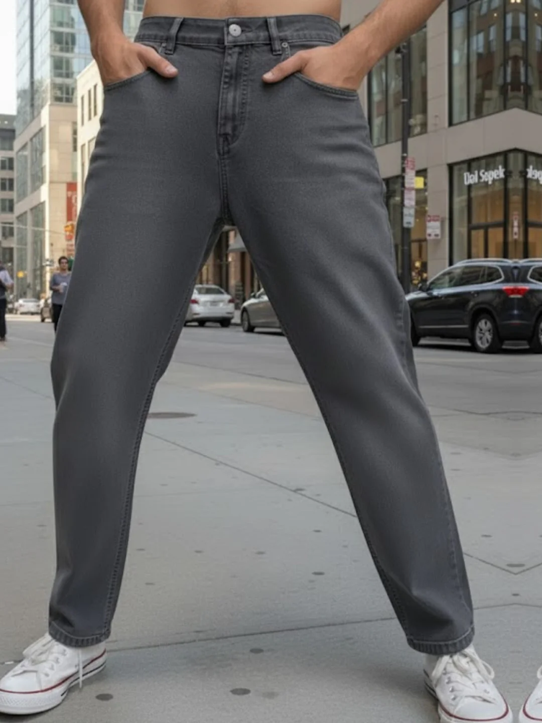 Men Grey Straight Fit Jeans