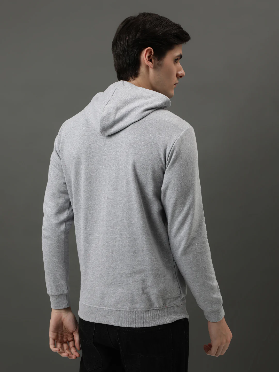 Men Grey Printed Hoodie - Image 2