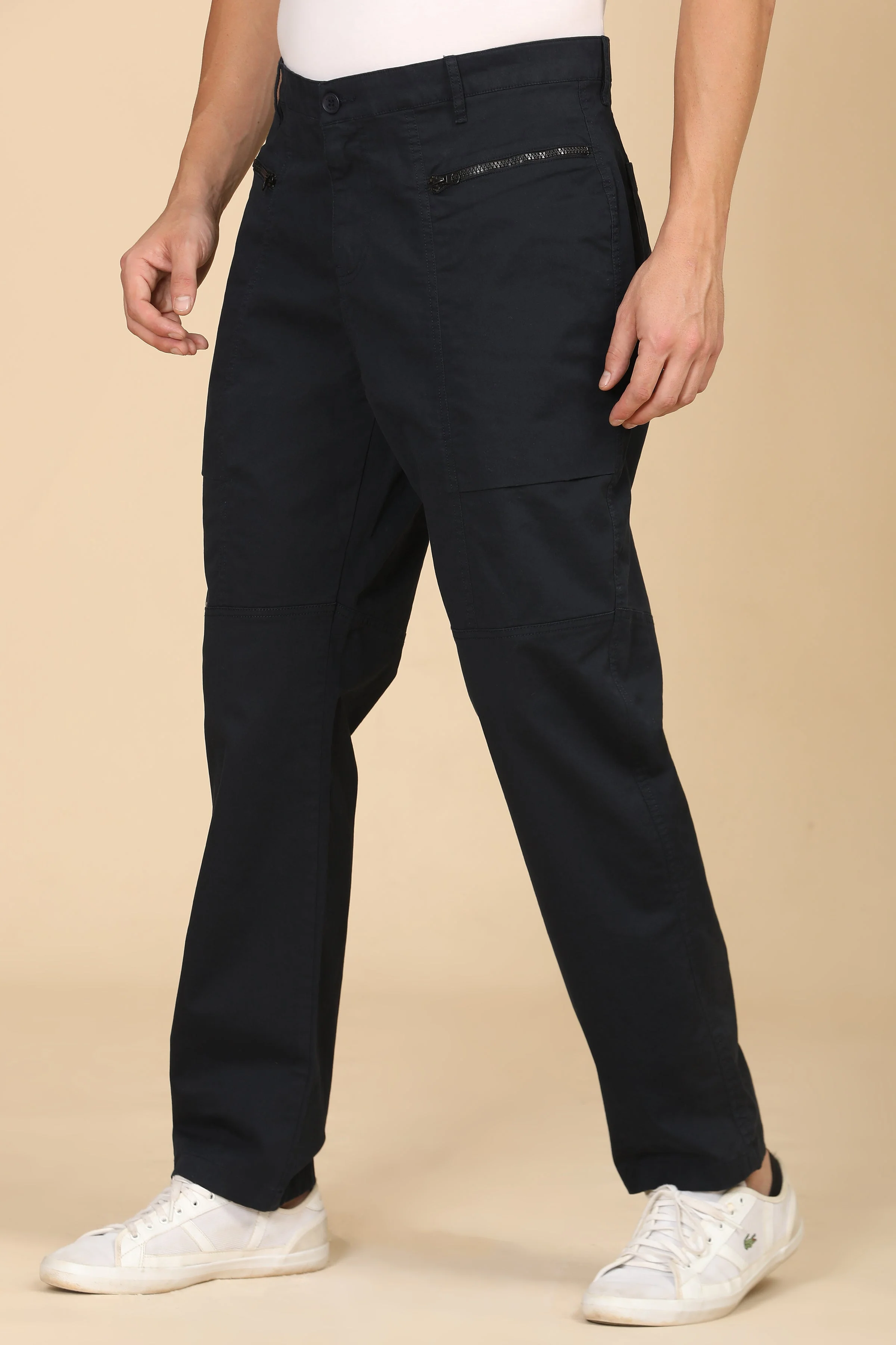 Men Infix Basic Streetwear Trouser Navy