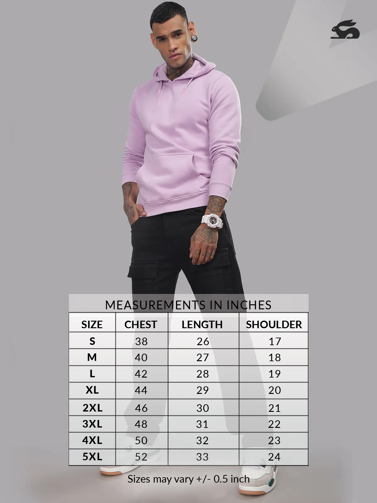 Men Lavender Cotton Fleece Printed Hoodie - Image 6