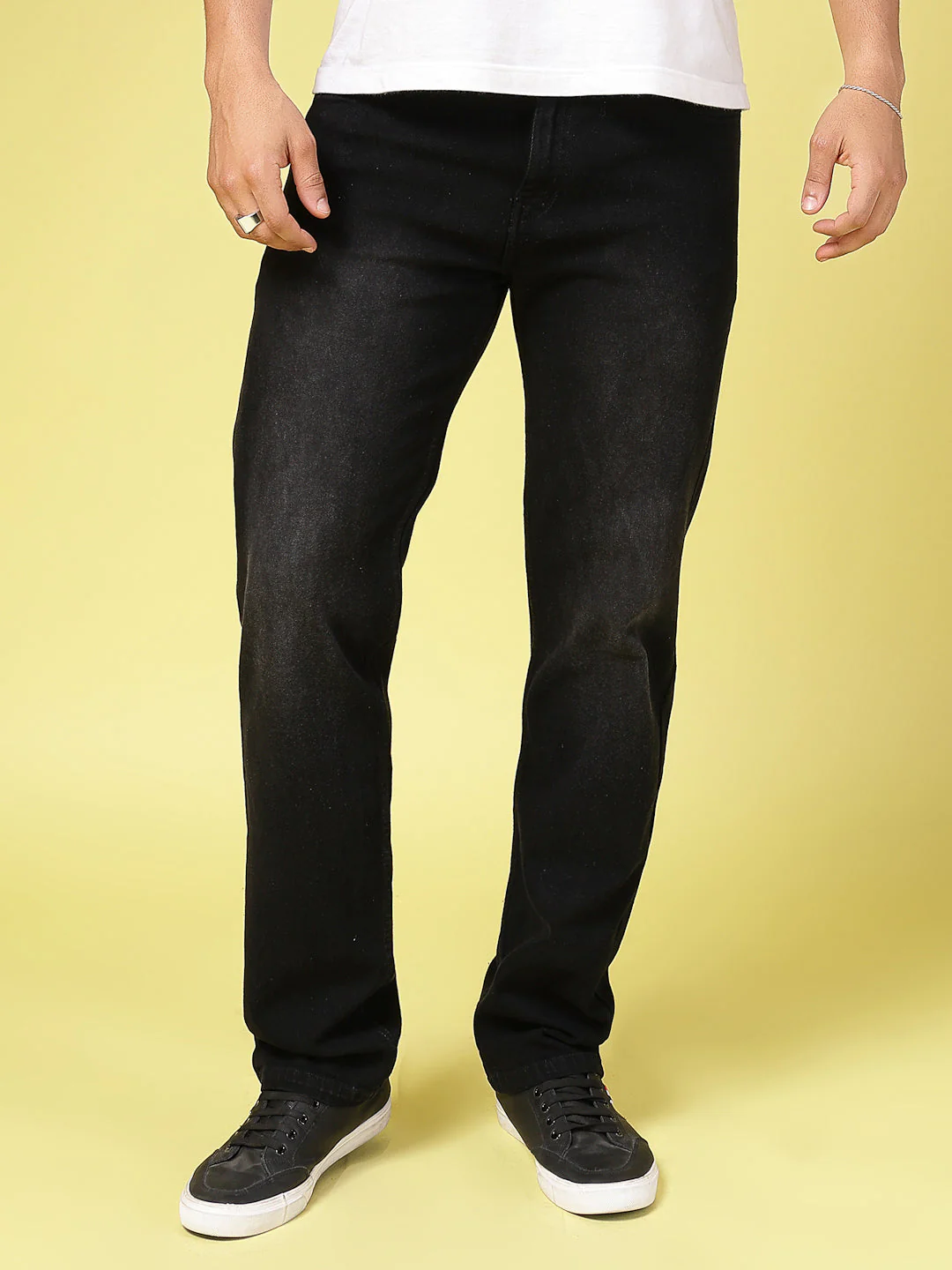 Men Lightly Faded Straight Fit Denim Jeans